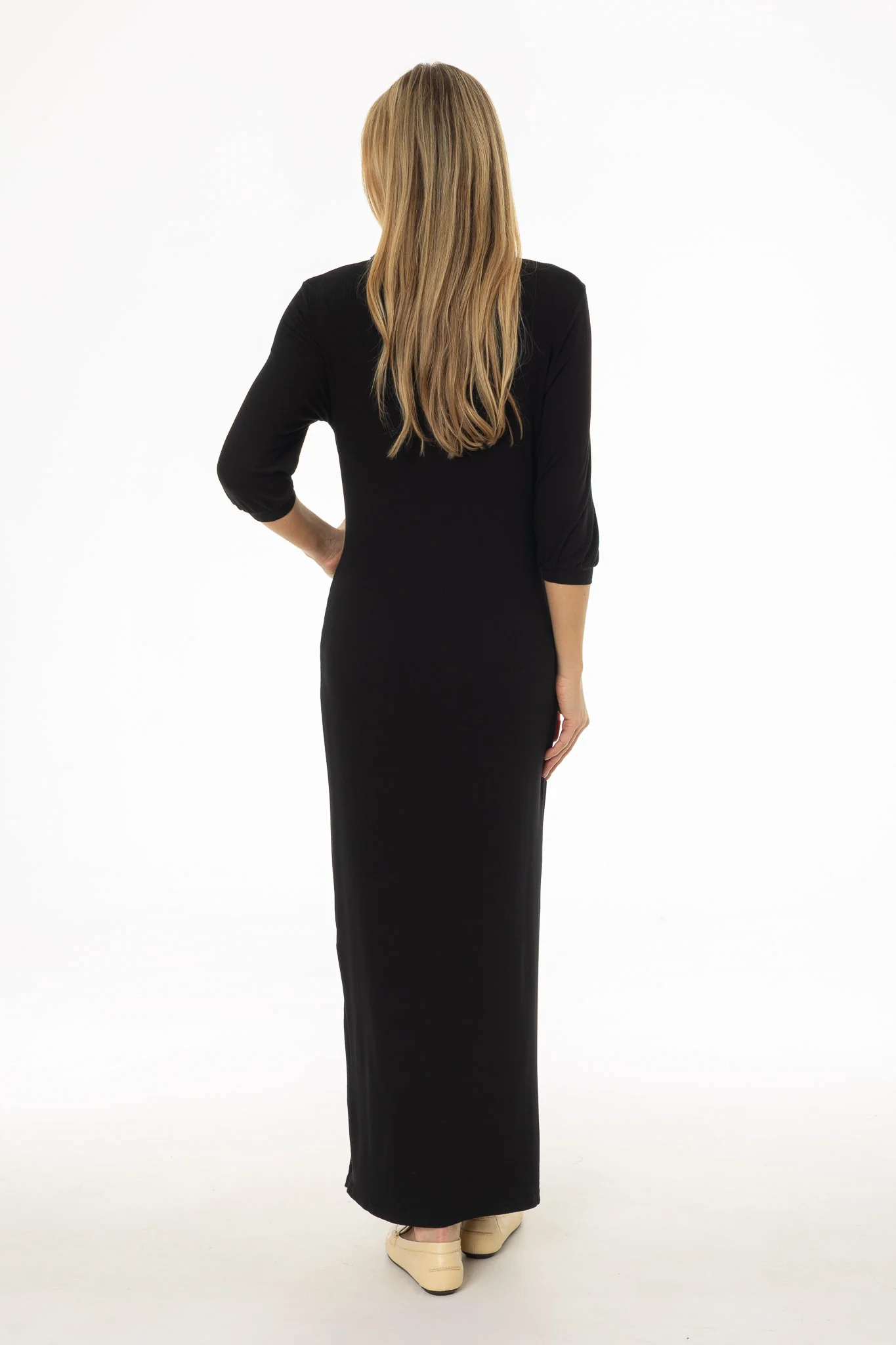 Black 3/4 Sleeve Maxi Dress - Image 4