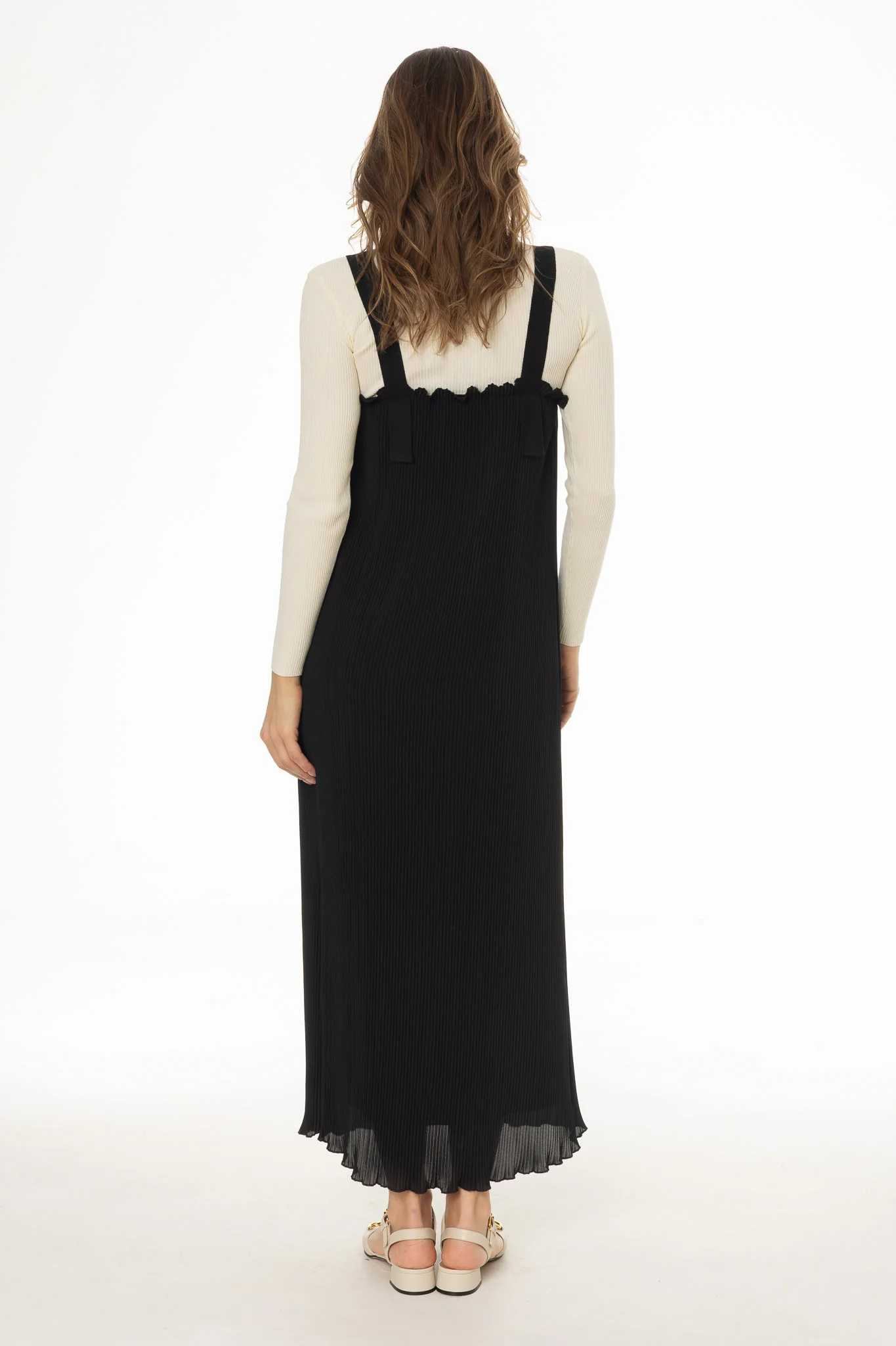 Black Accordion Pleat Maxi Jumper - Image 4