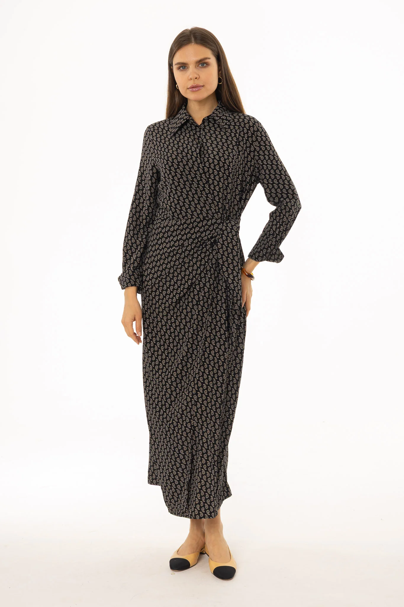 Black Paisley Side Tie Wrap Maxi Dress - Image 5