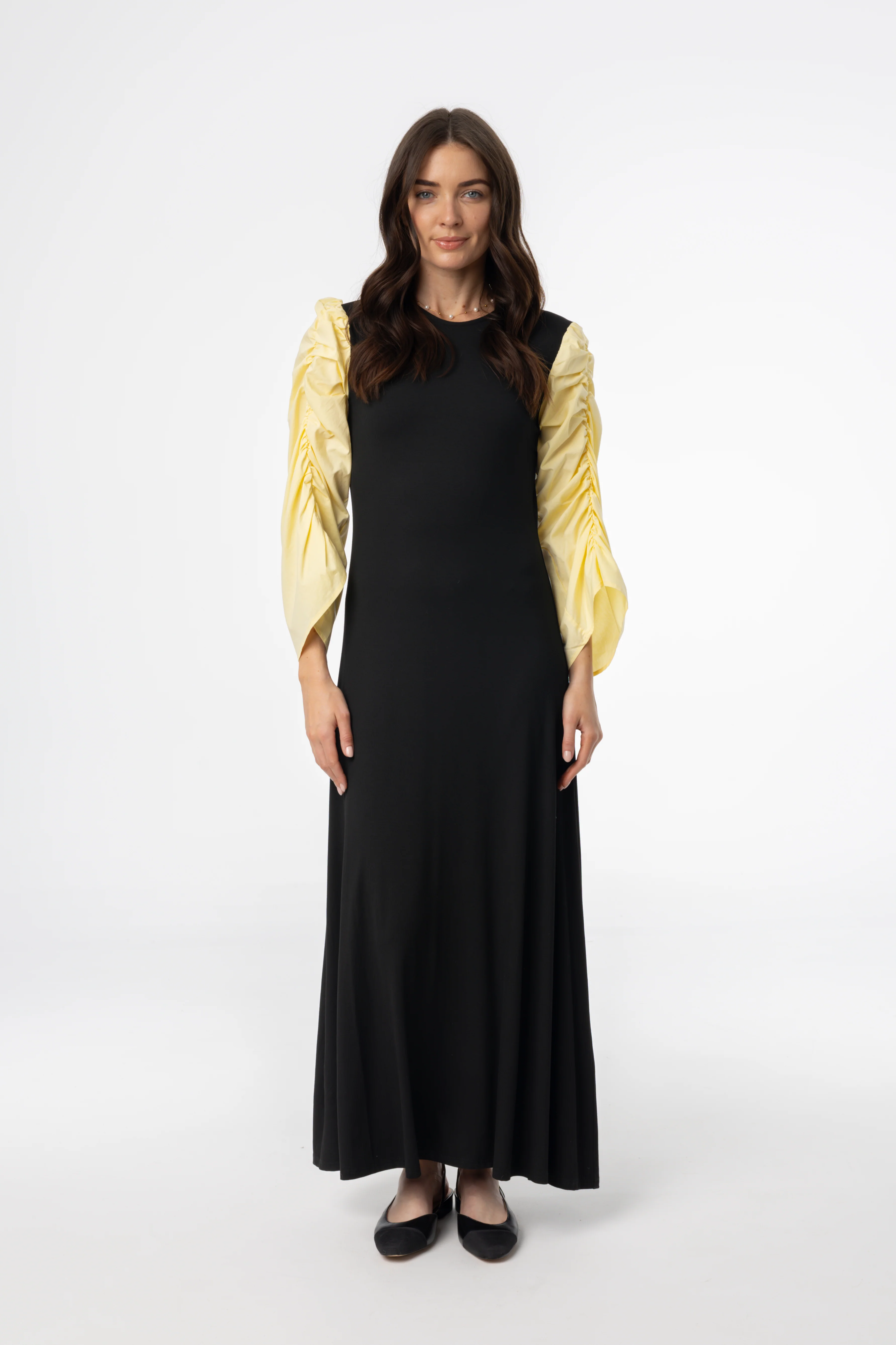Black and Yellow Colorblock Maxi Dress - Image 4