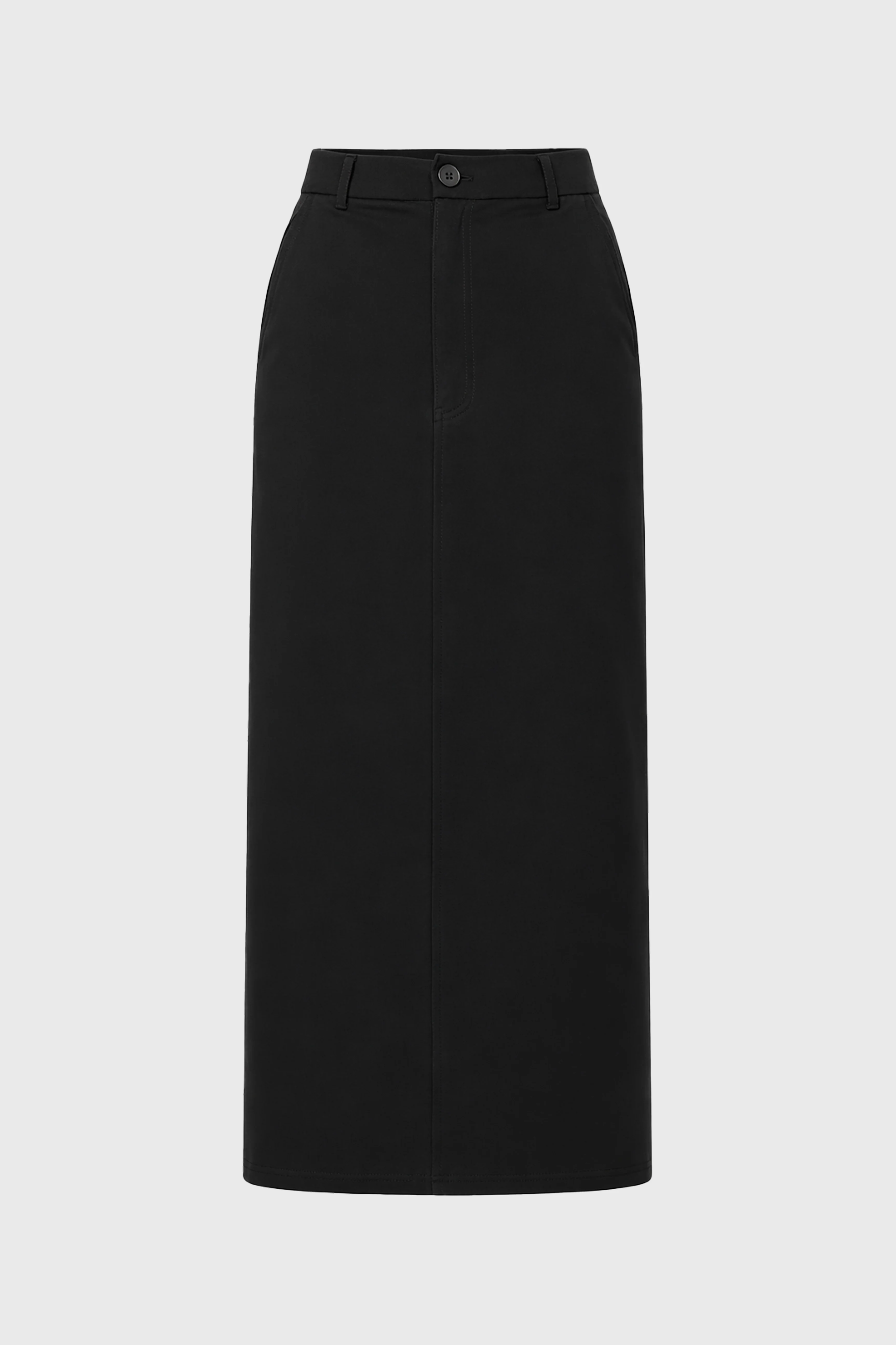 Black Basic Stretch Cotton Maxi Skirt - Image 6