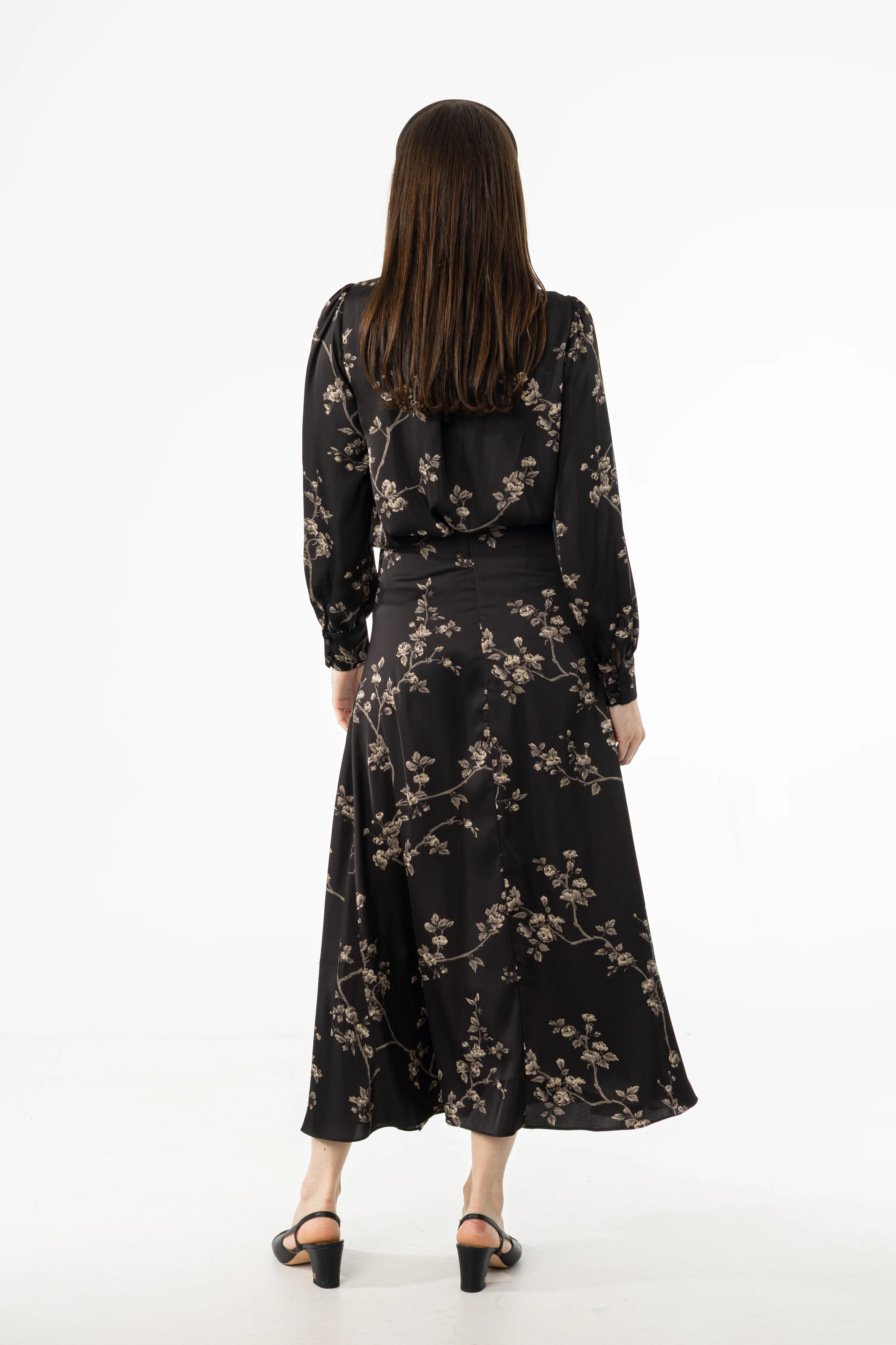 Black & Beige Asymmetrical Flare Skirt - Image 3