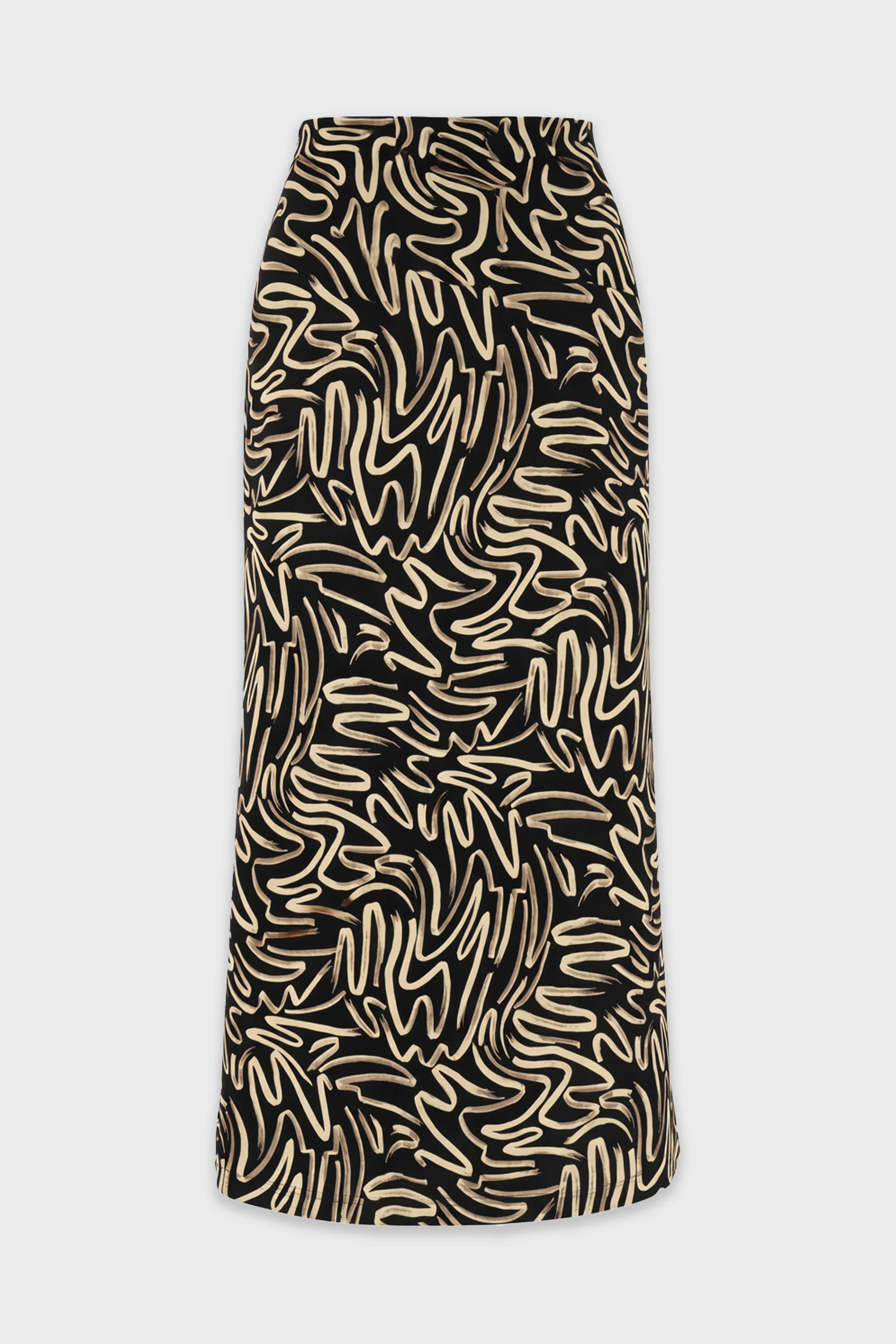 Black Brushstroke Printed Slip Skirt - Image 6