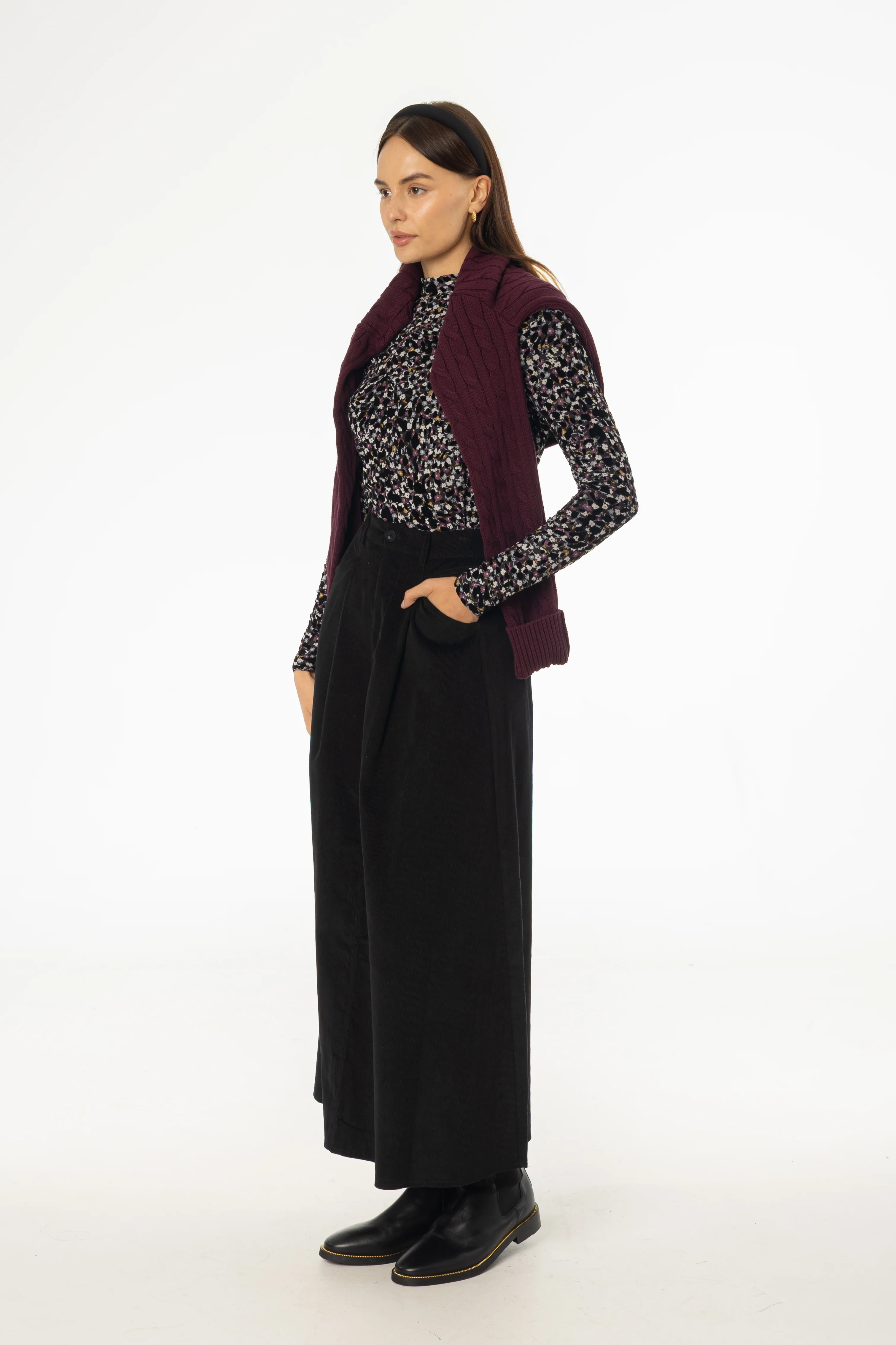 Black Cargo Corduroy Maxi Skirt - Image 2