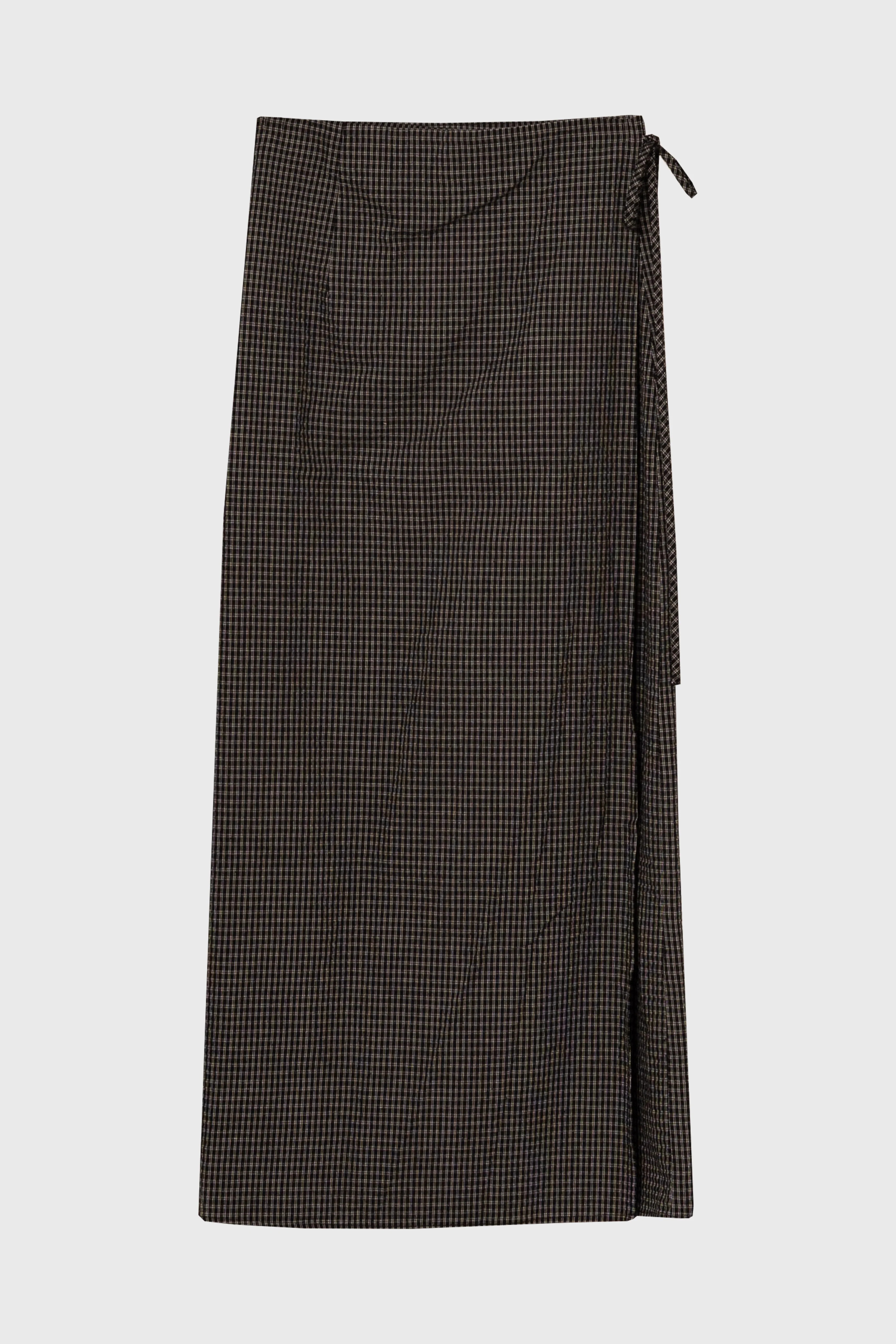 Black Checkered Wrap Skirt - Image 6