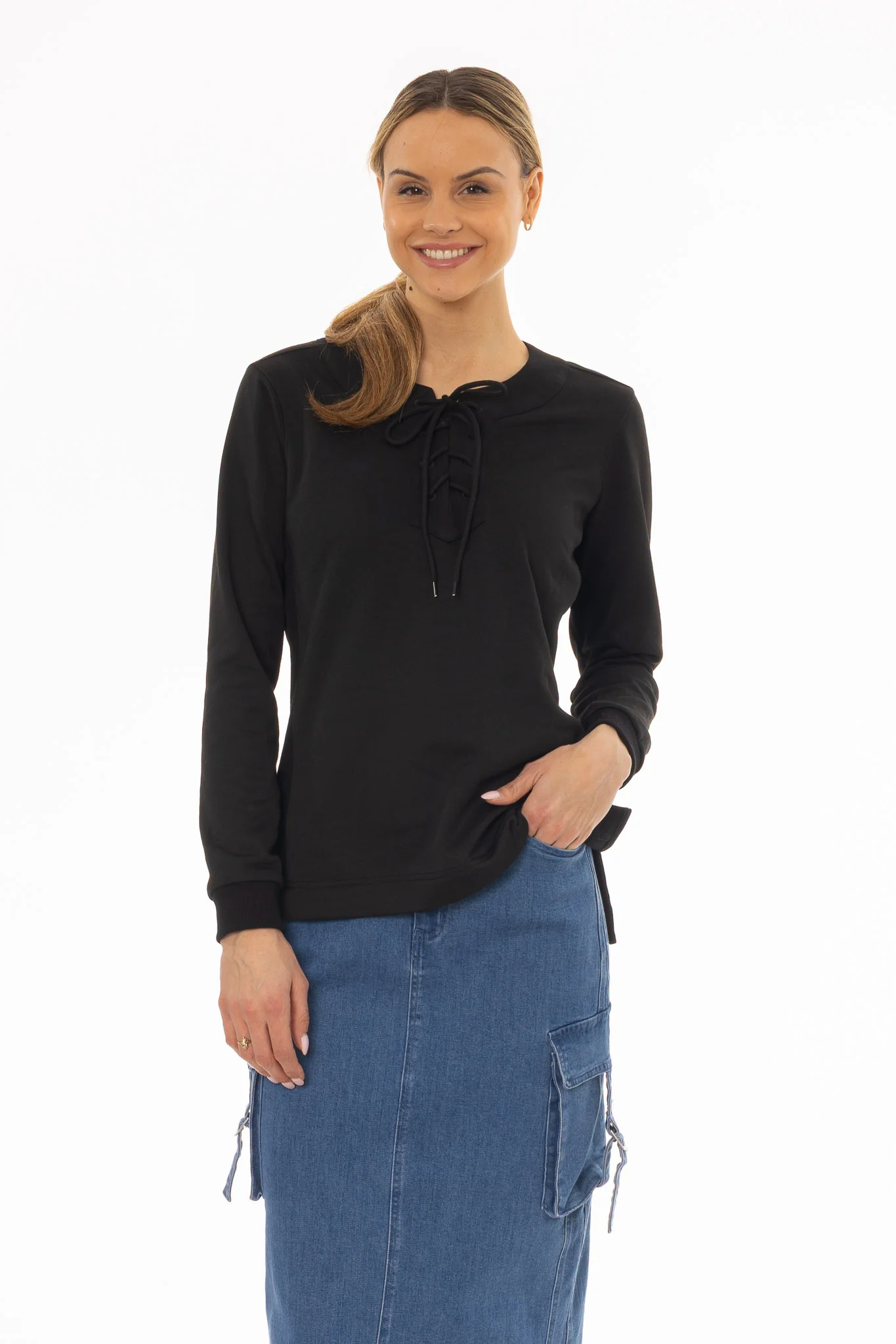 Black Classic Crew Tie T-Shirt - Image 5