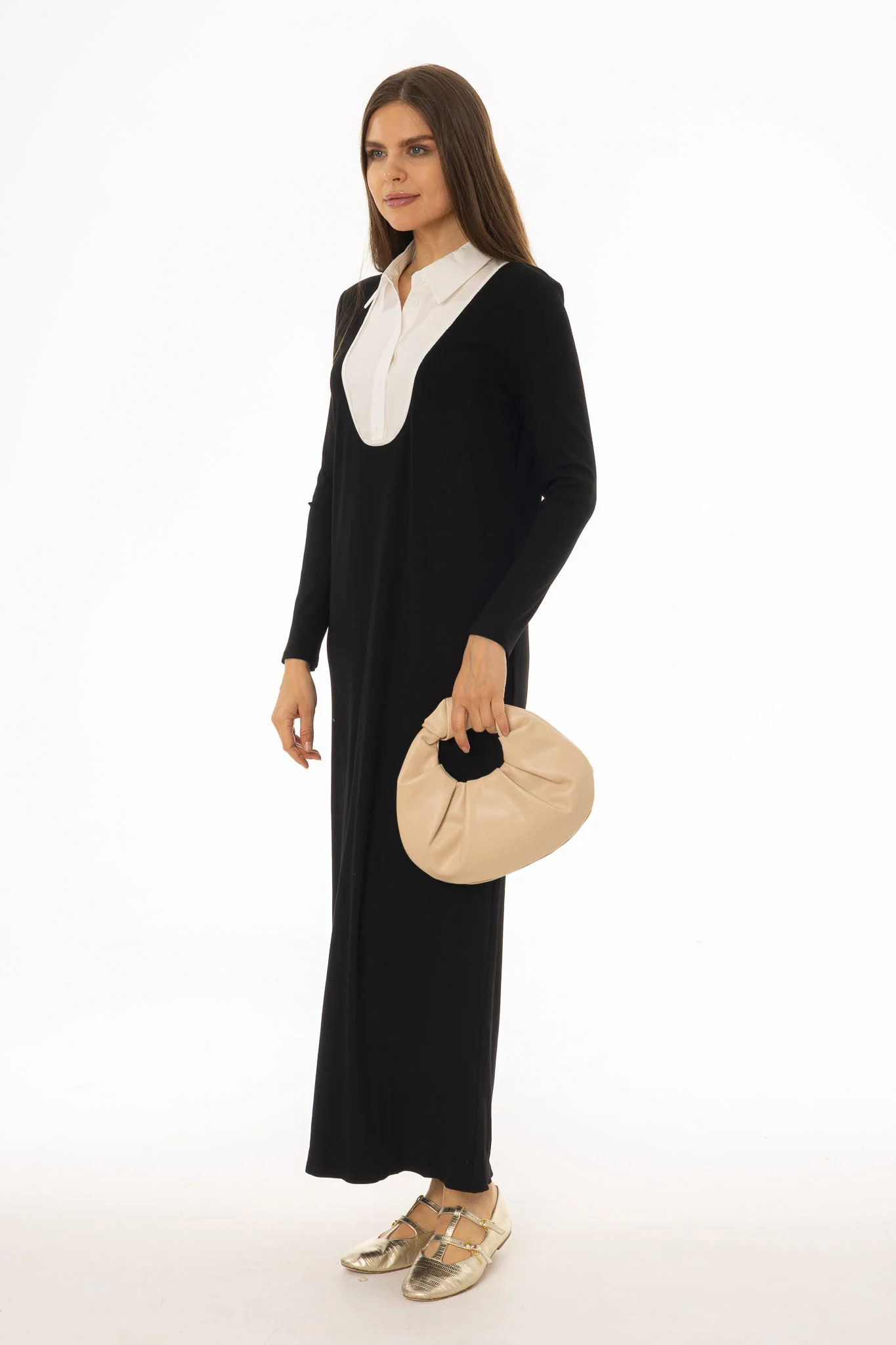 Black Combo Blouse Maxi Dress - Image 3