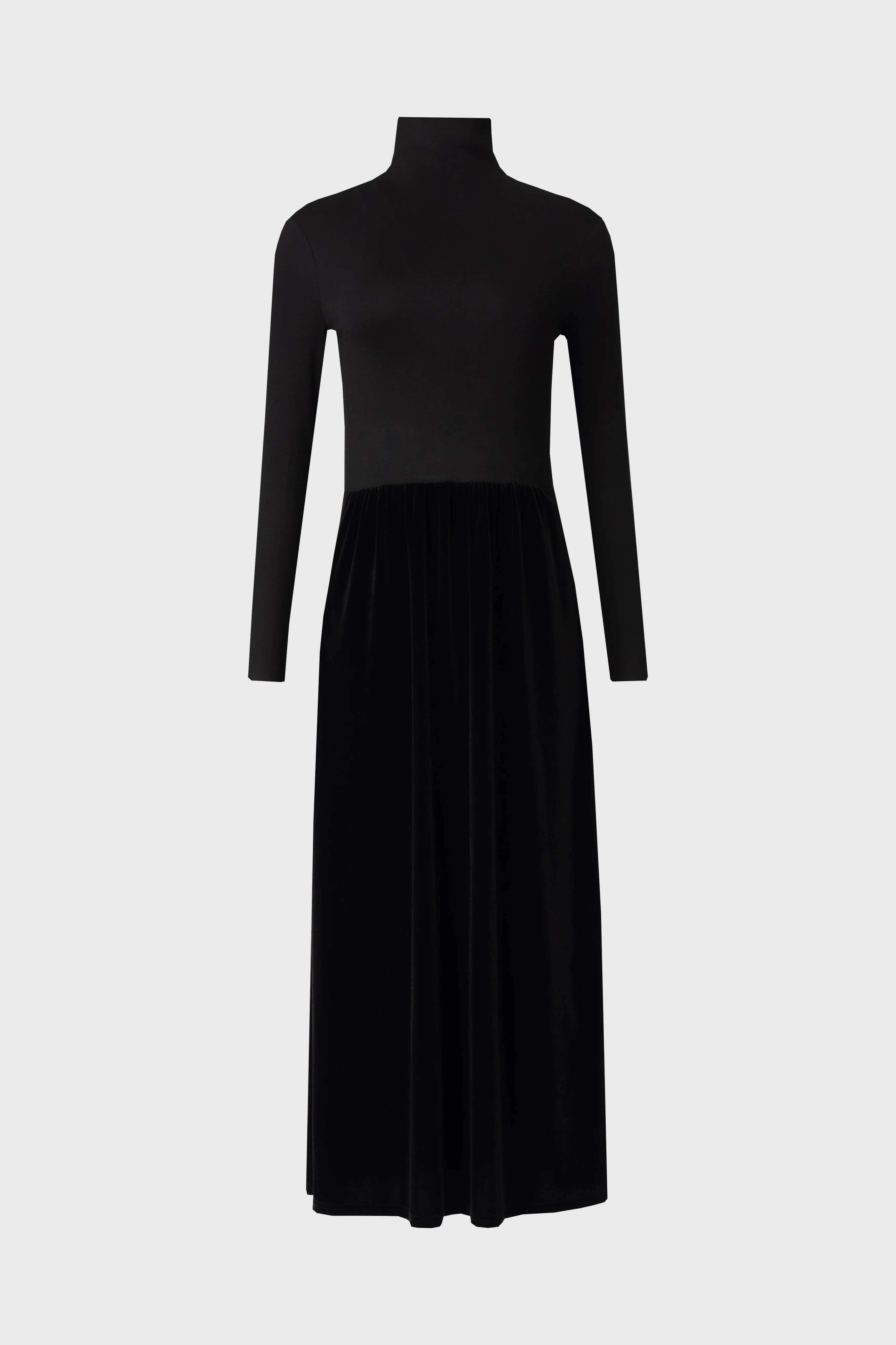 Black Combo Velour Mock Neck Dress - Image 5