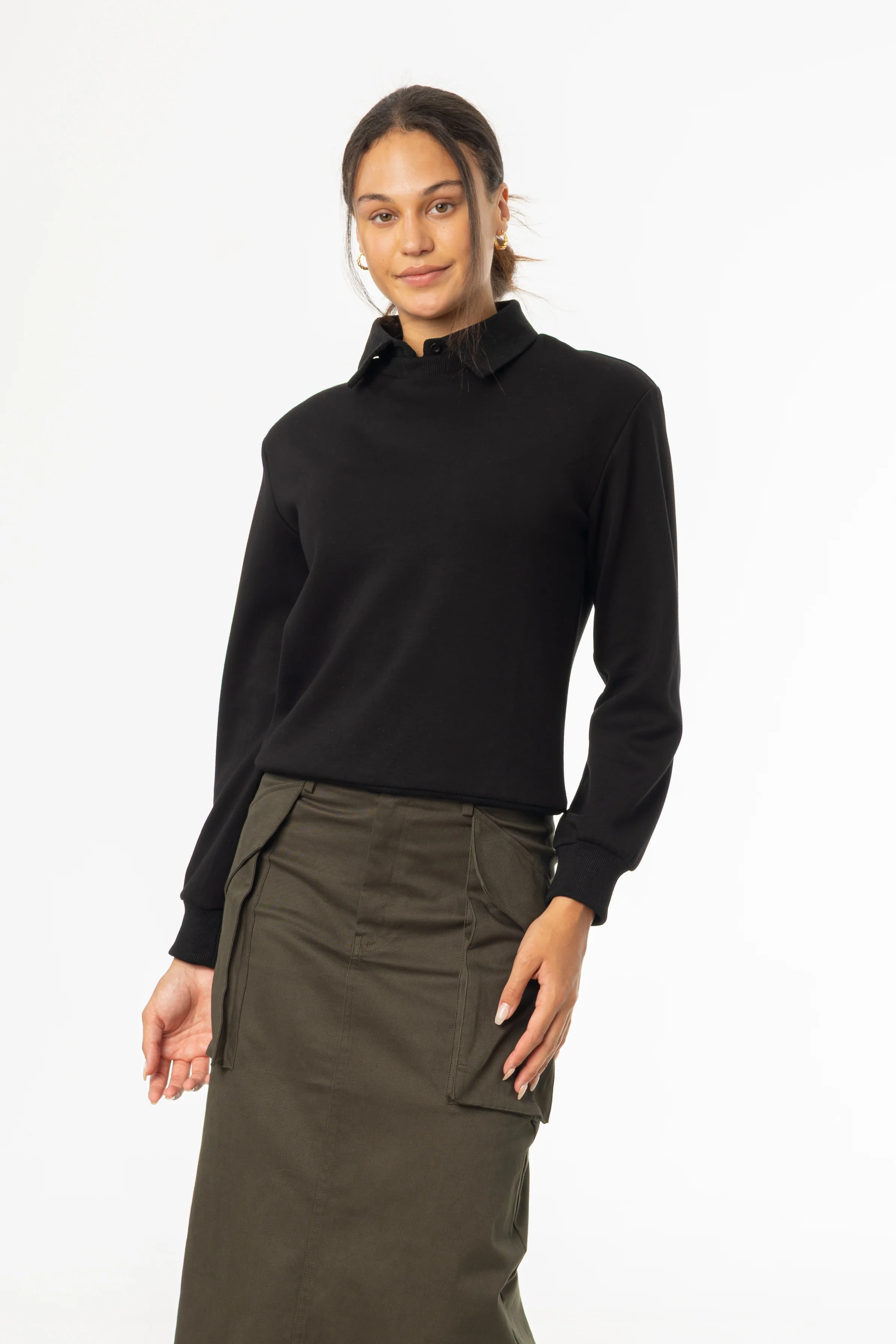 Black Corduroy Collar Sweater - Image 4