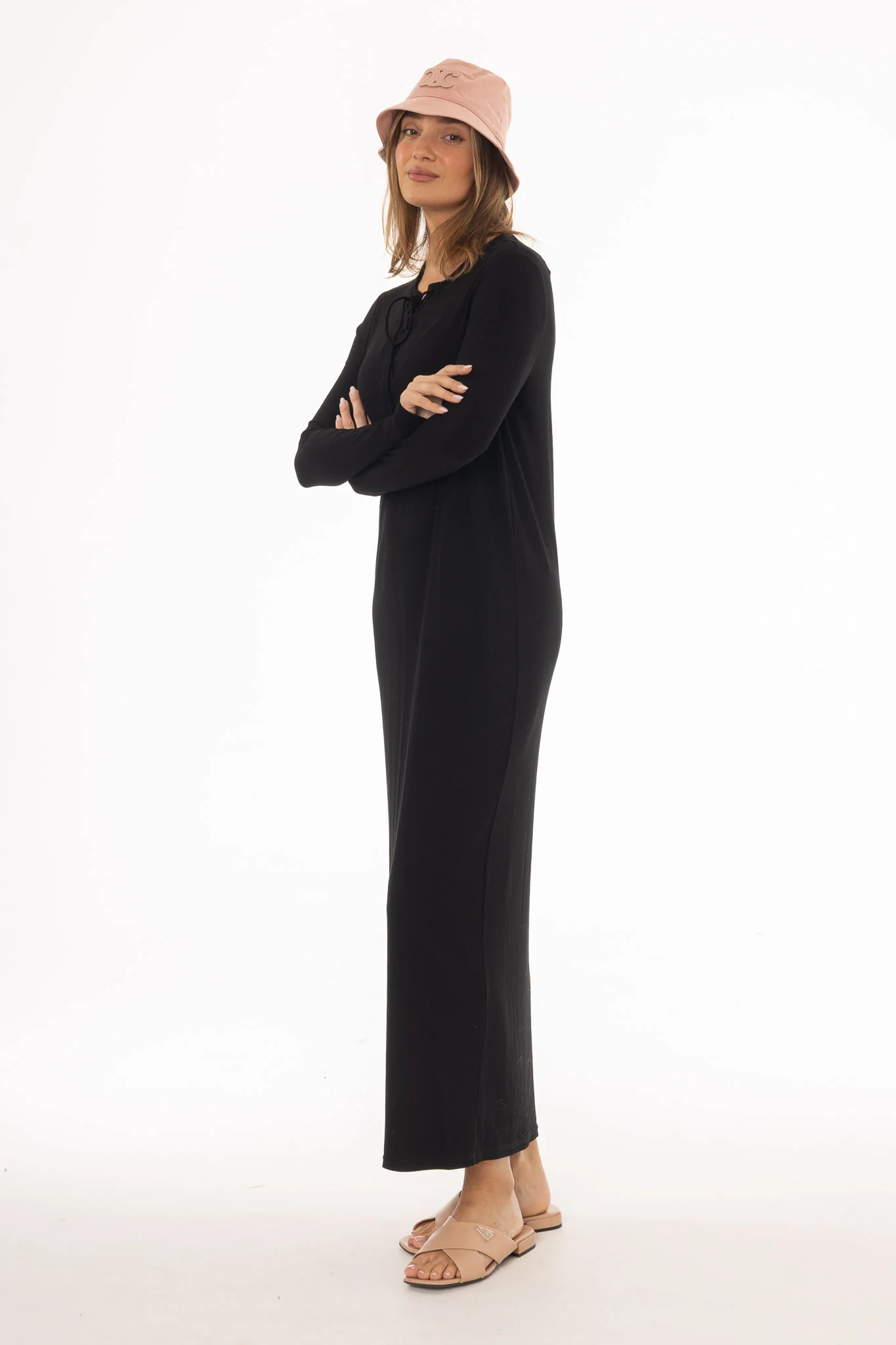 Black Criss Cross Tie Maxi Dress - Image 3