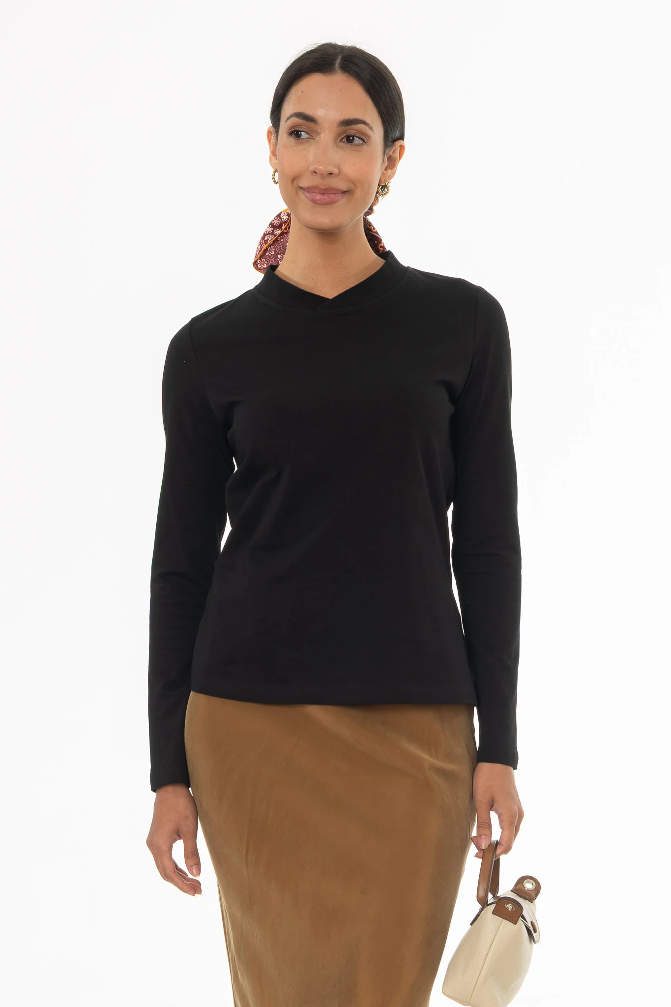 Black Crossover Neck T-Shirt - Image 5