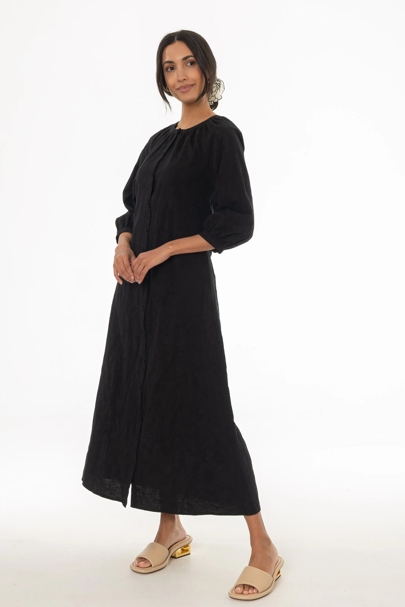 Black Embroidered Maxi Dress - Image 4