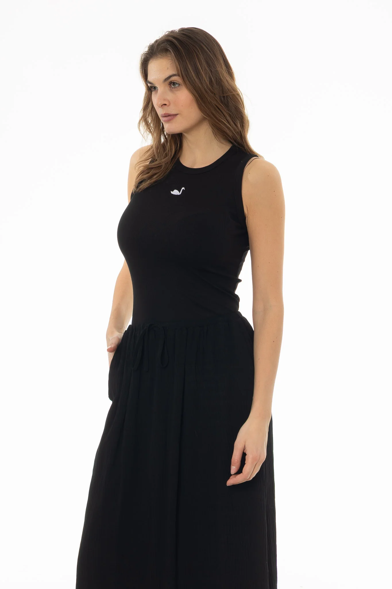 Black Embroidered Tank Top - Image 3
