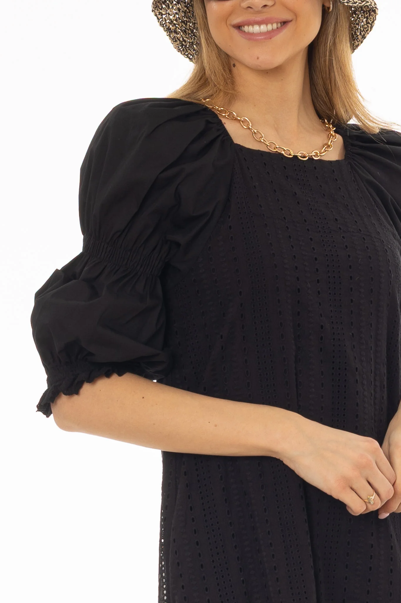 Black Eyelet Maxi Dress - Image 2