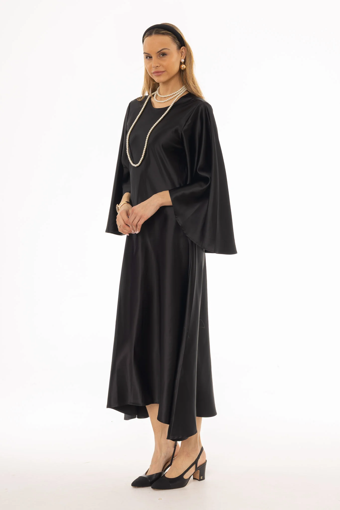 Black Flare Sleeve Maxi Dress - Image 3