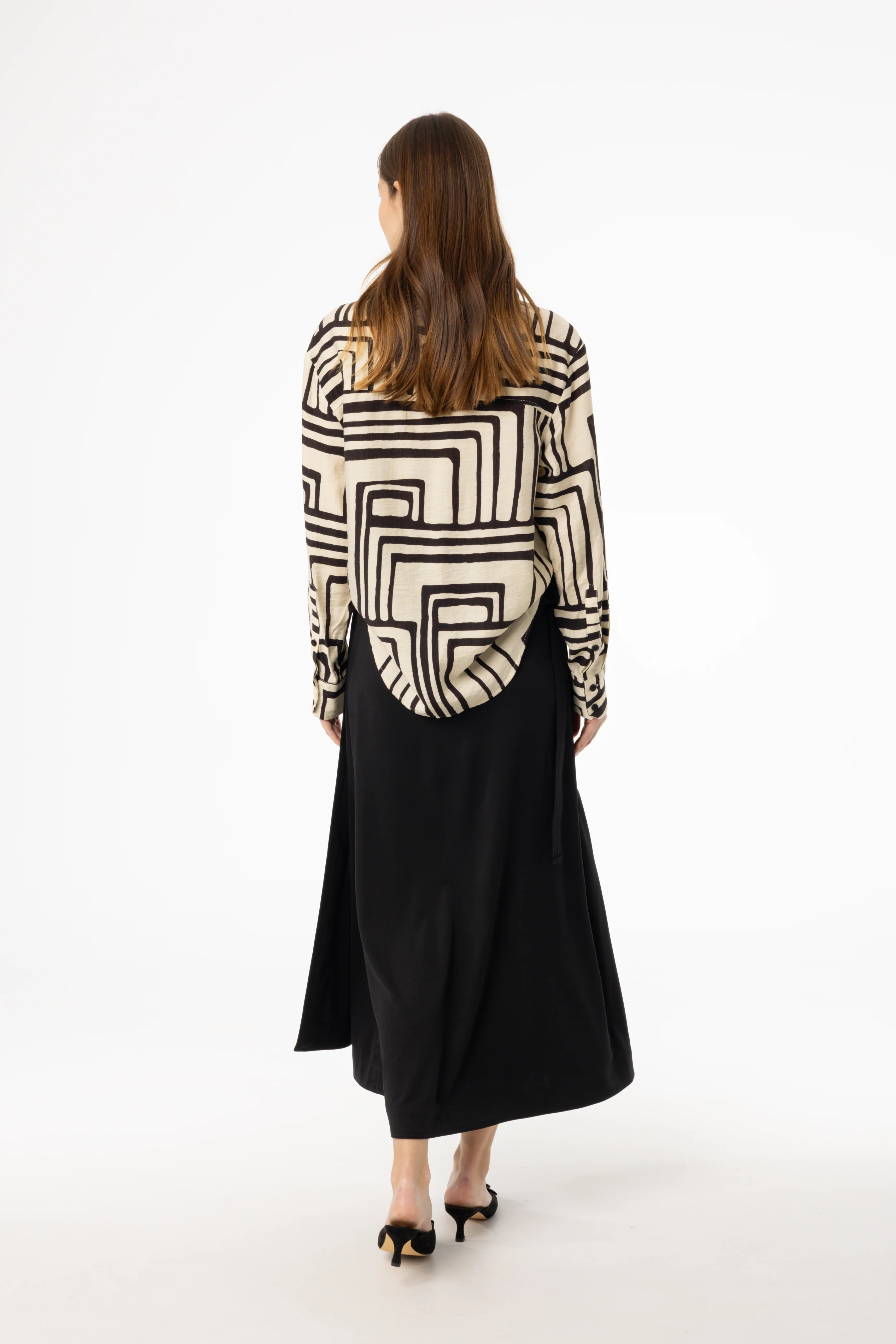 Black Flare Wrap Skirt - Image 3