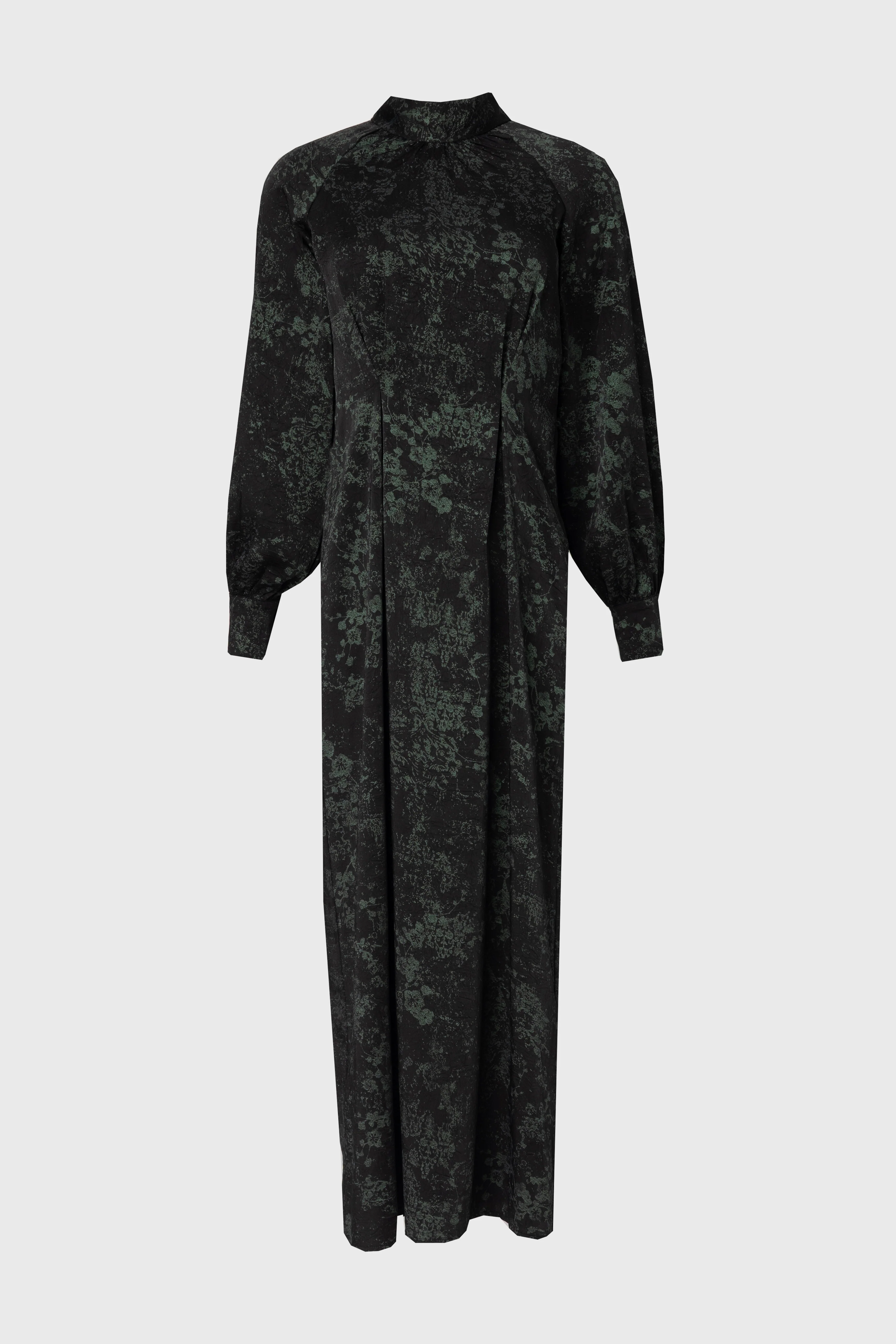 Black & Green Printed Tie Neck Dress - Image 6