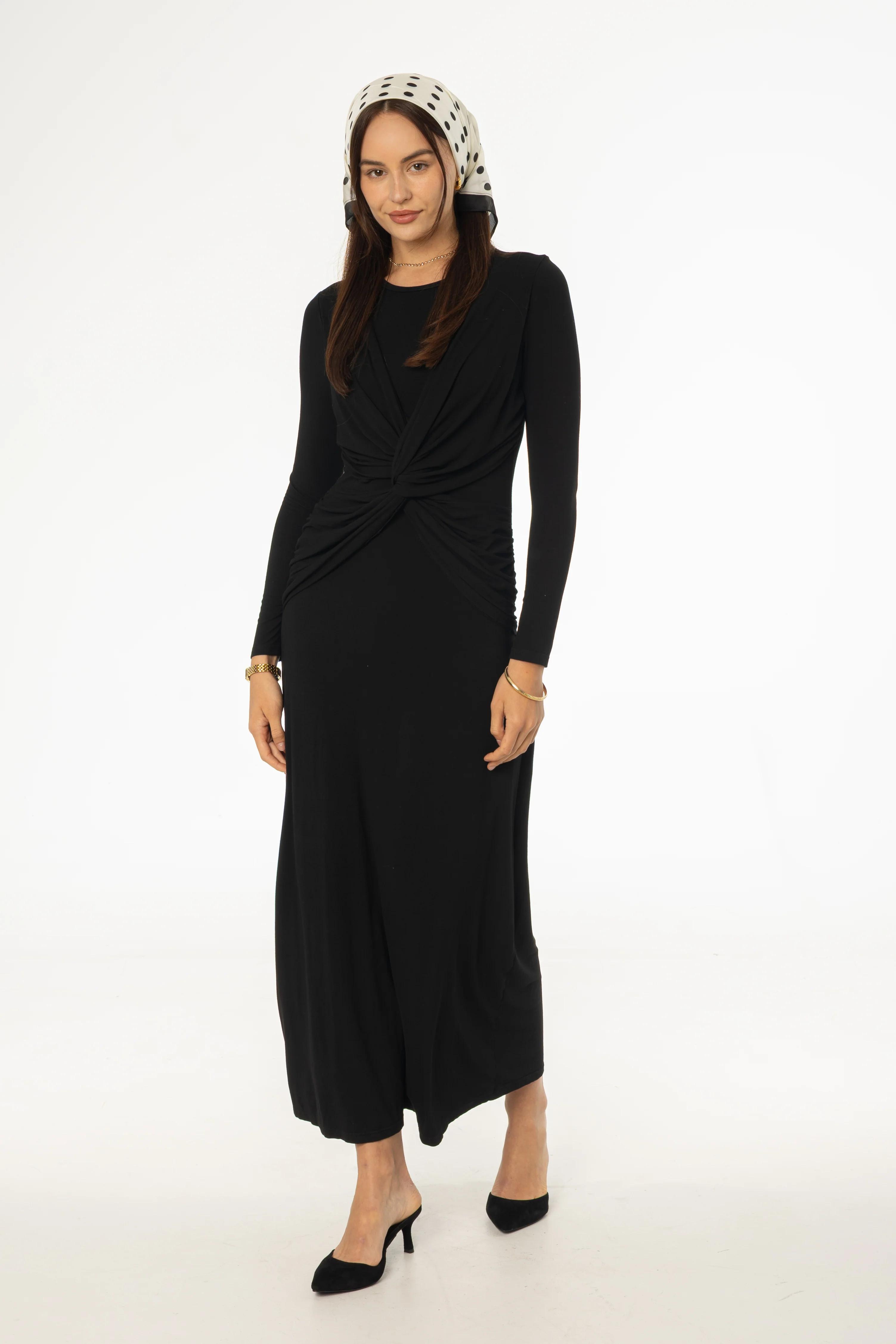 Black Knot Crossover Maxi Dress - Image 5