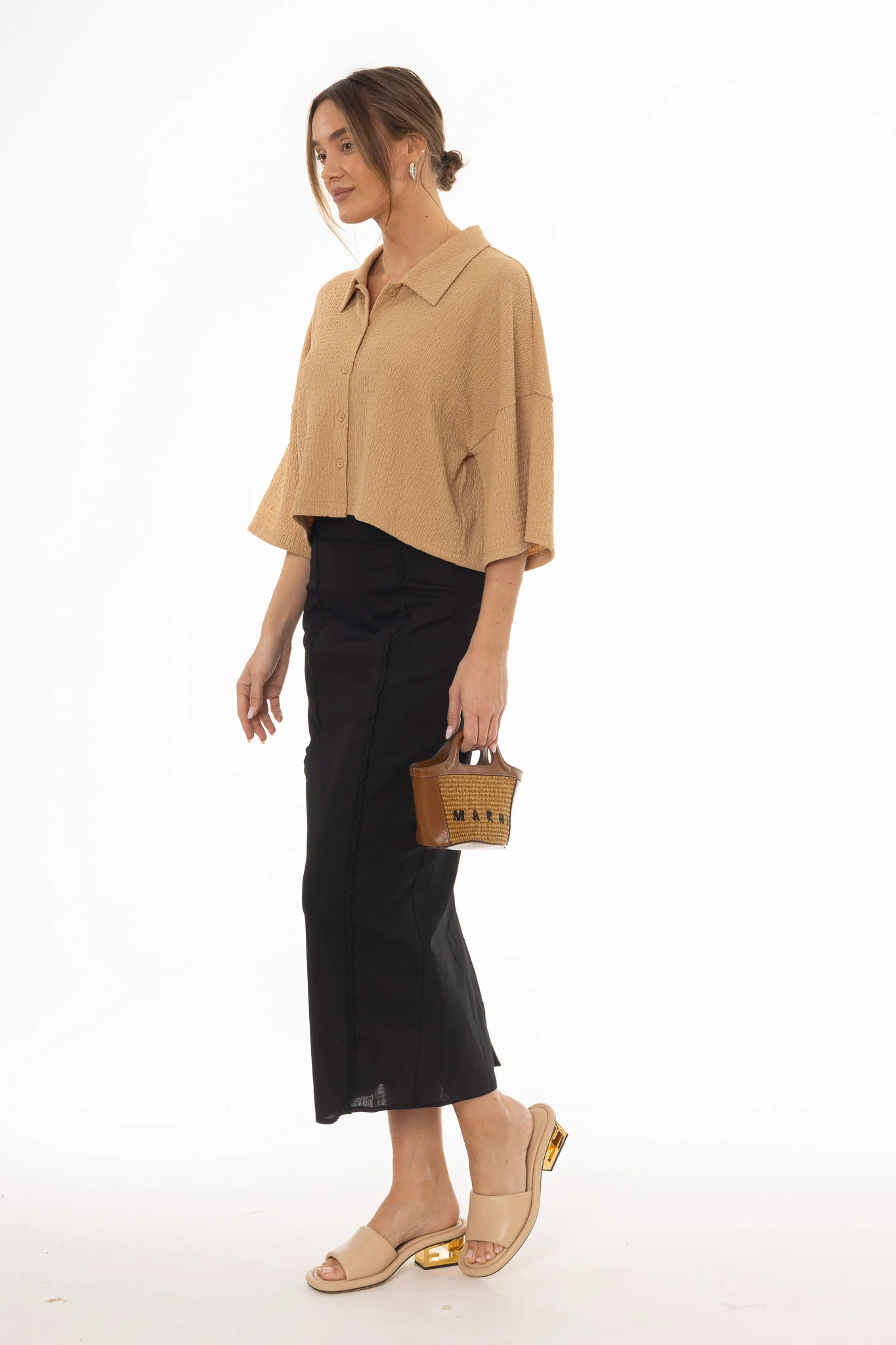 Black Lace Trim Maxi Skirt - Image 2