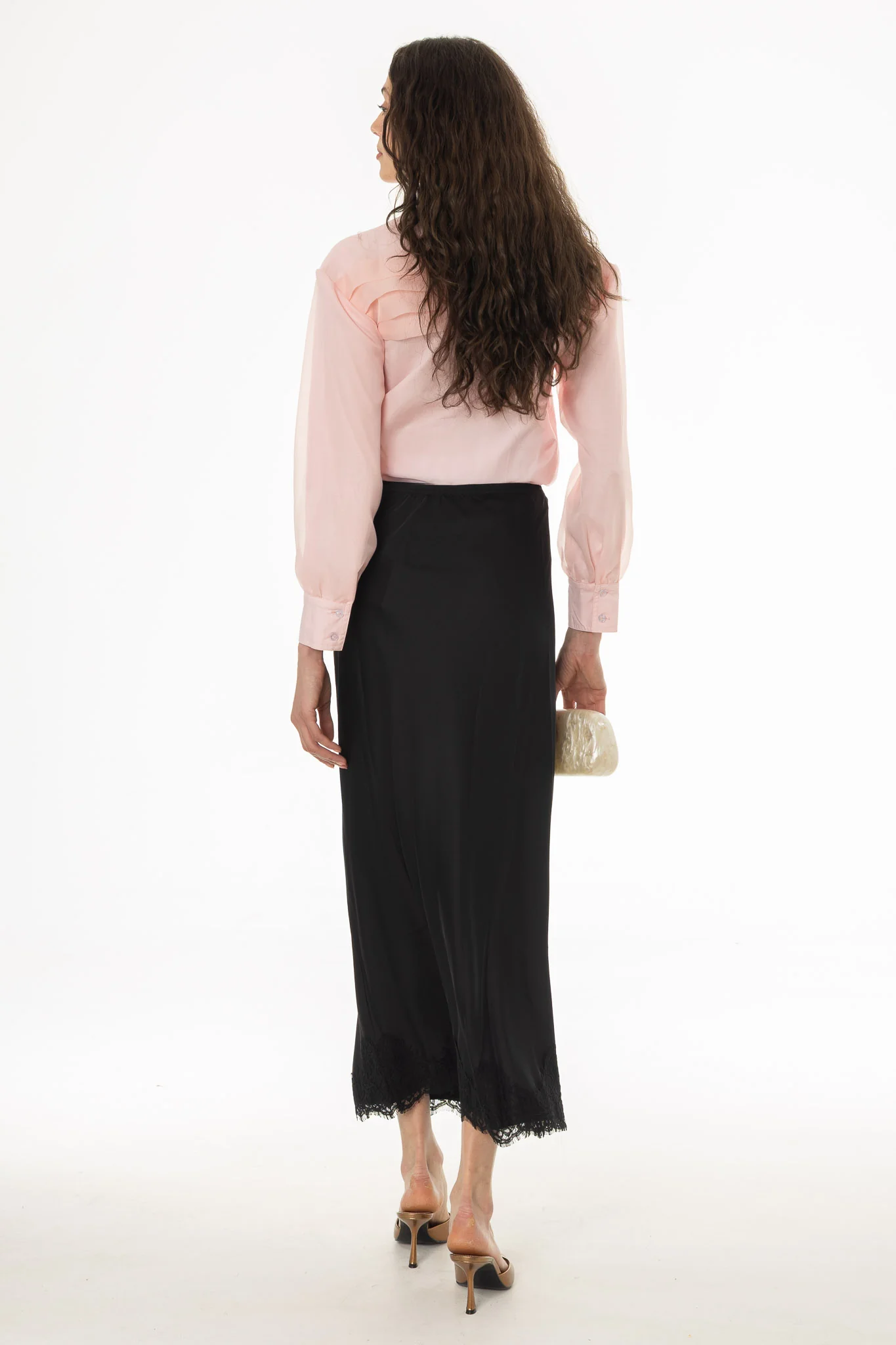 Black Lace Trim Slip Skirt - Image 3