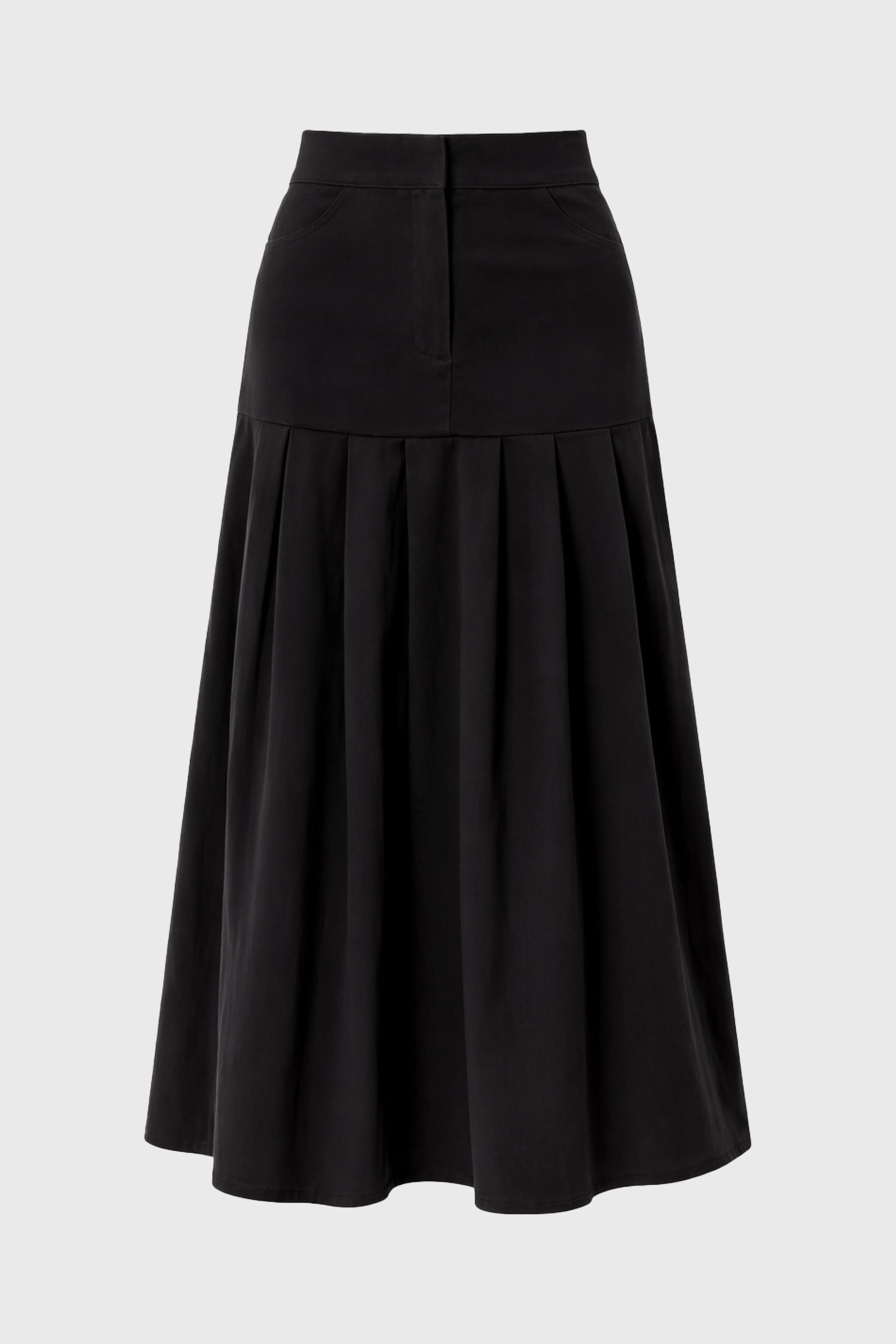 Black Linen Feel Pleated Stretch Maxi Skirt - Image 6