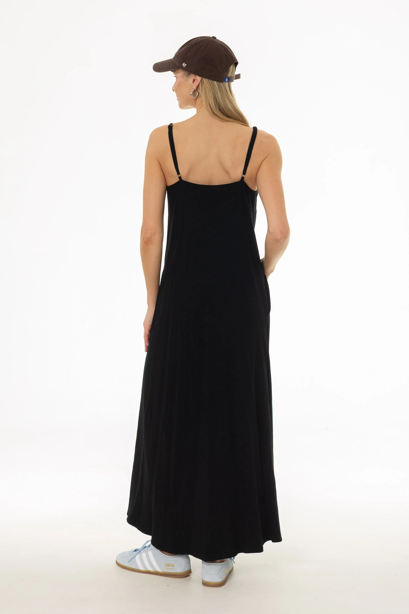 Black Linen Feel Slip Dress - Image 5