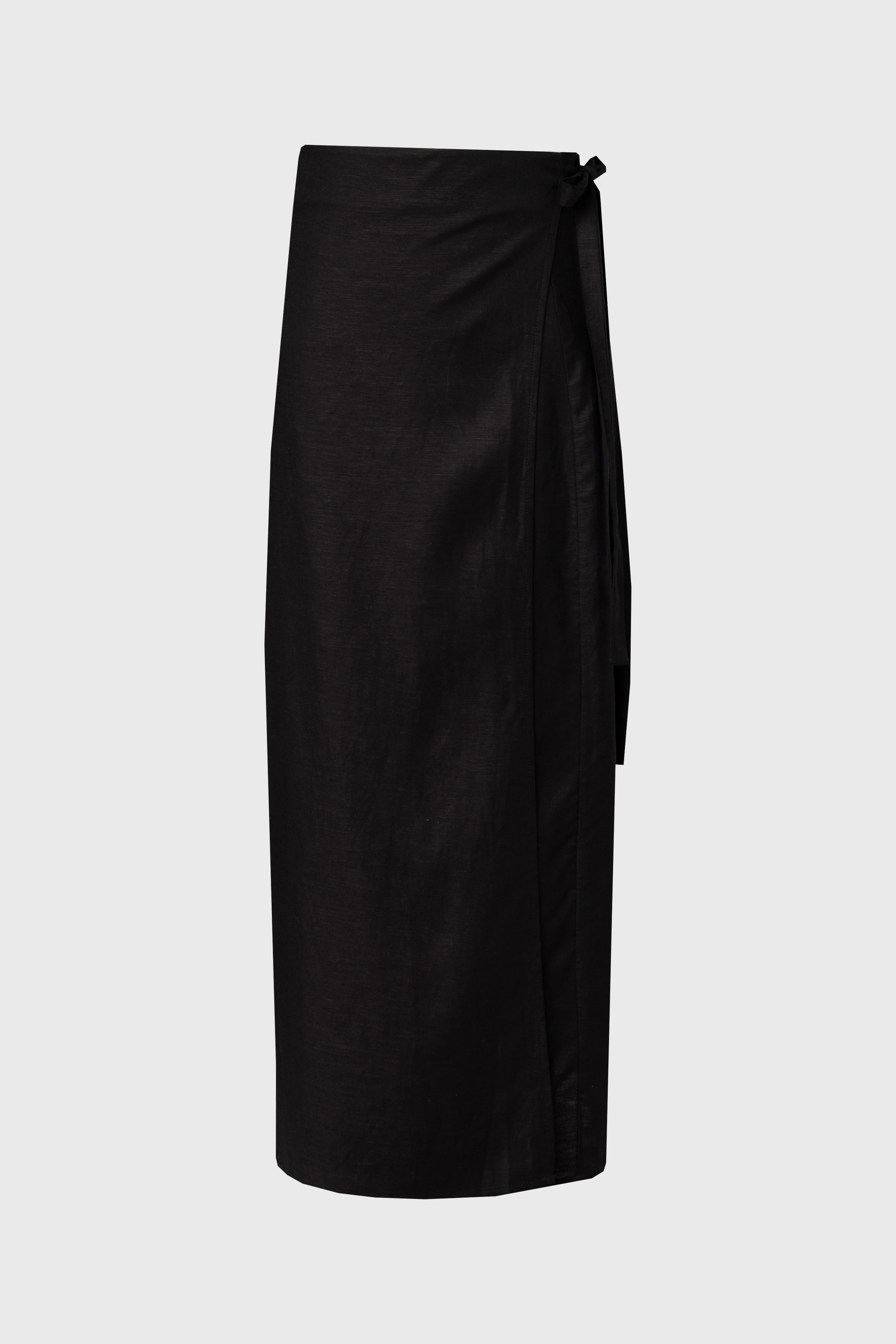 Black Linen Wrap Skirt - Image 5