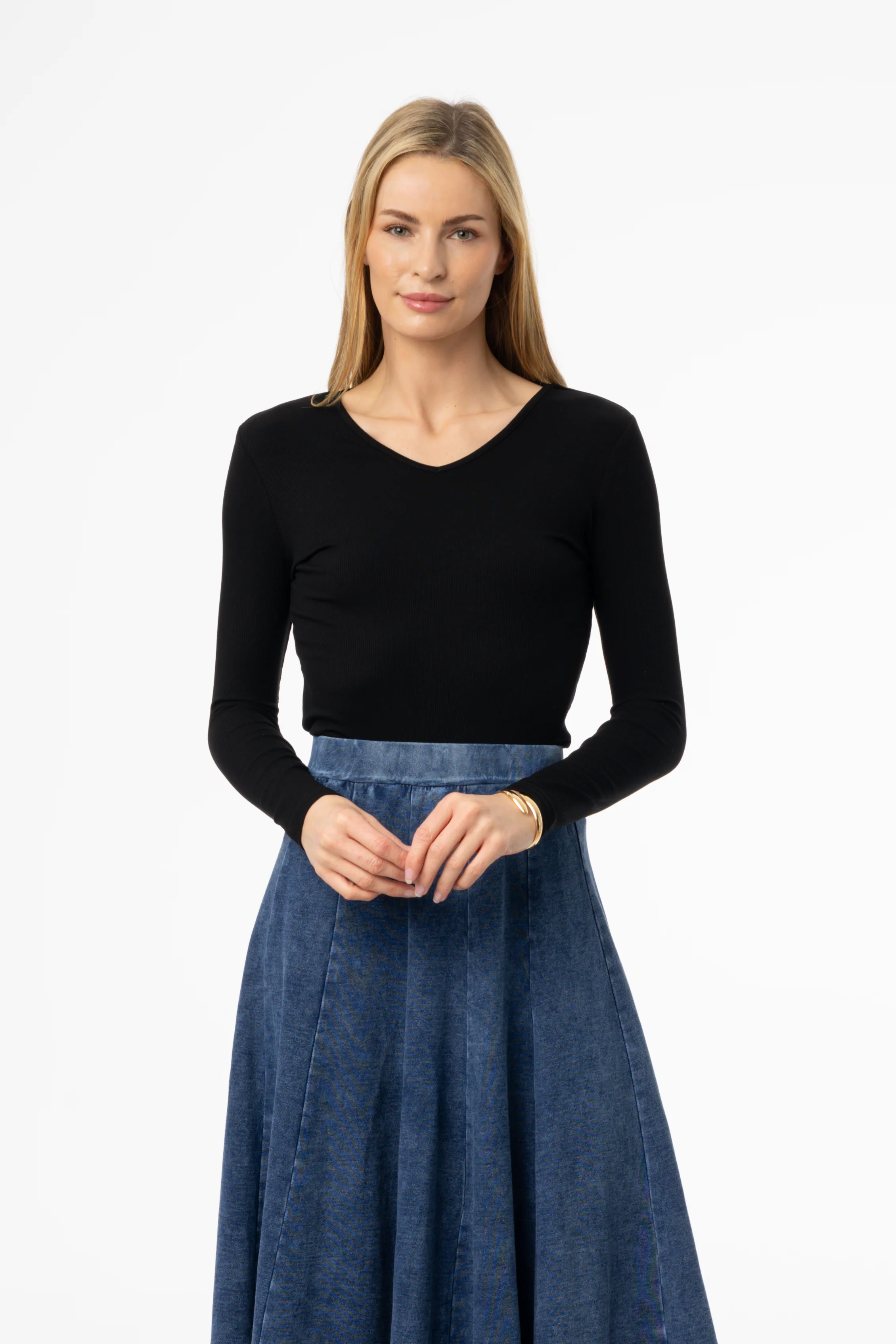 Black Lower V Neck Tee - Image 4