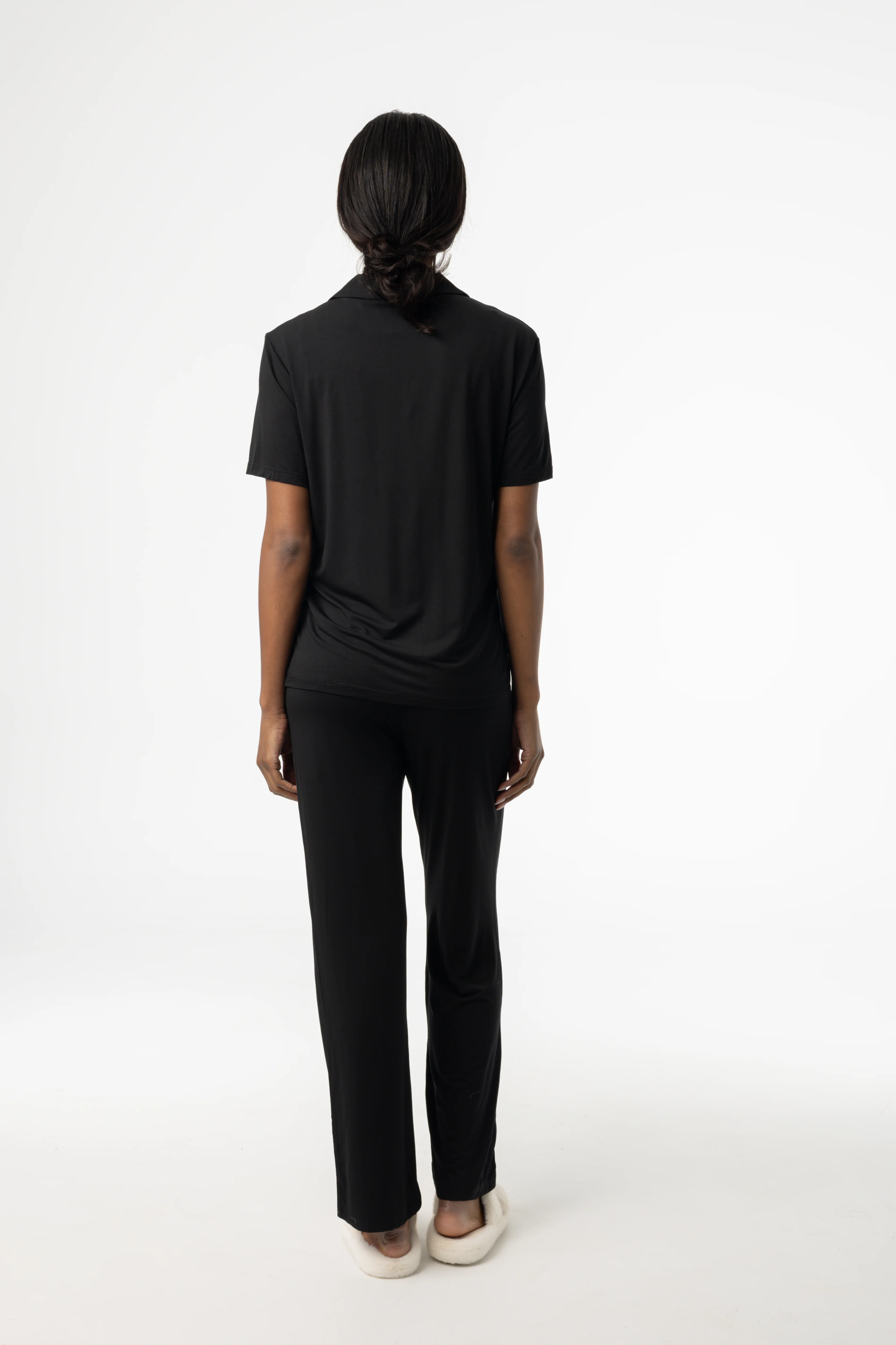 Black Pajama Top and Flare Bottom - Image 3