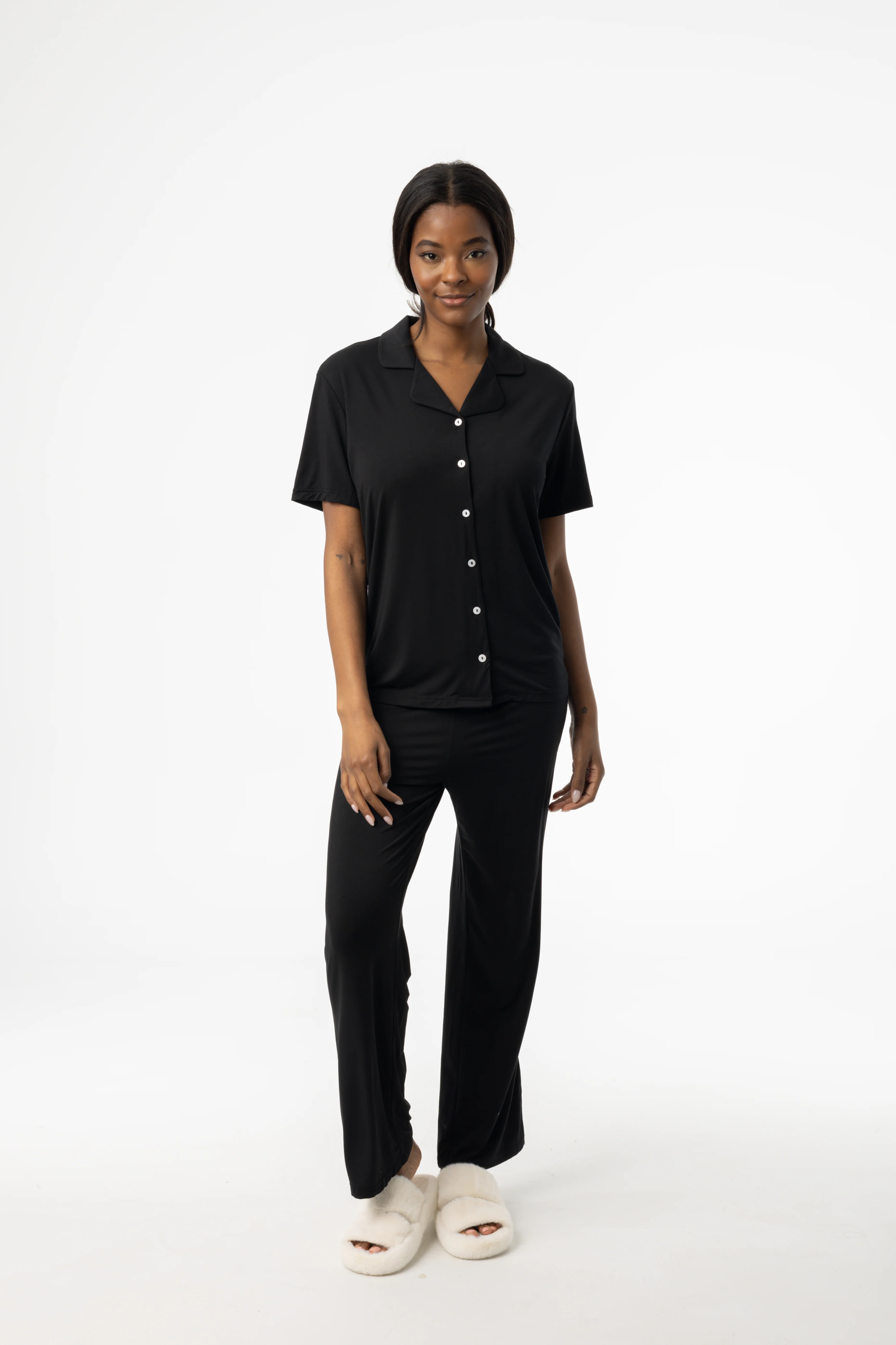 Black Pajama Top and Flare Bottom - Image 4