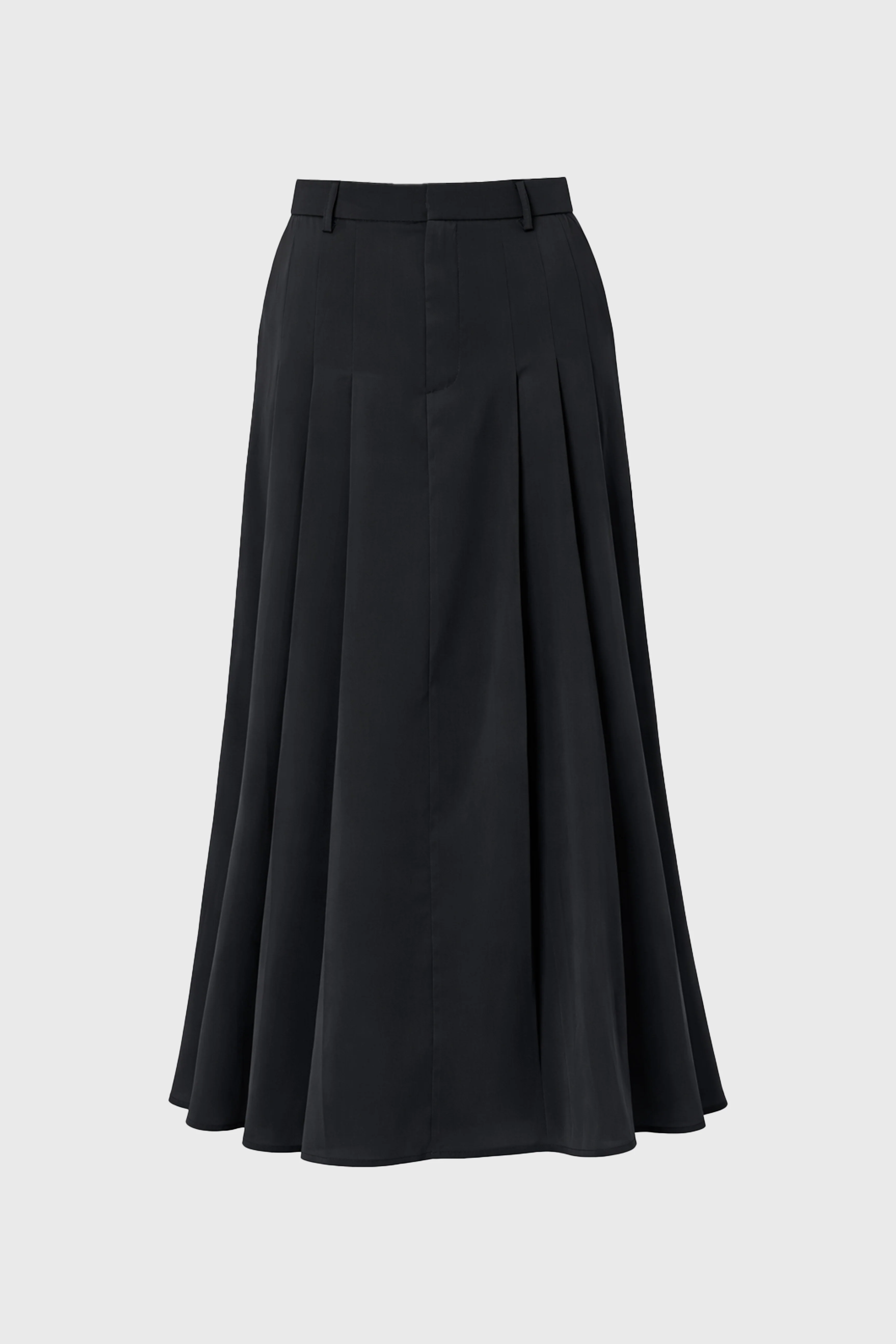 Black Pleated Satin Maxi Skirt - Image 6