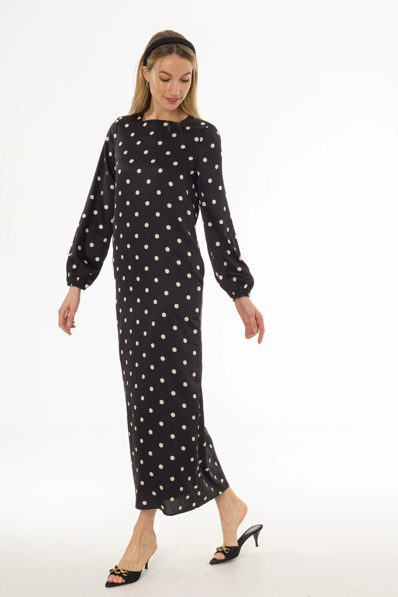 Black Polka Dot Maxi Dress - Image 3