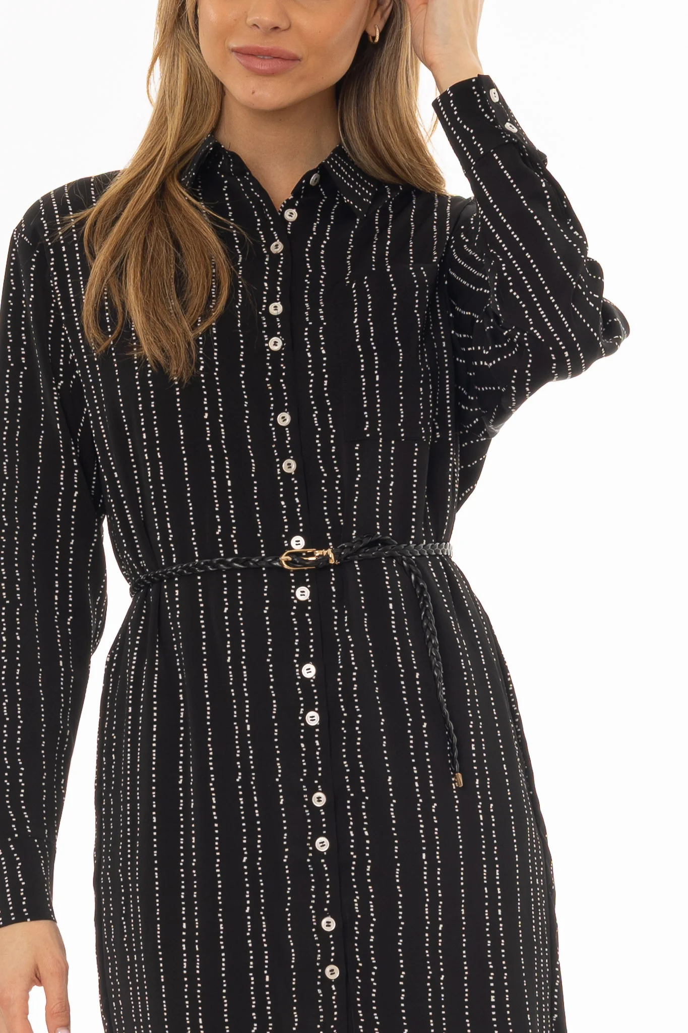 Black Printed Shirt Maxi Dress - Image 3