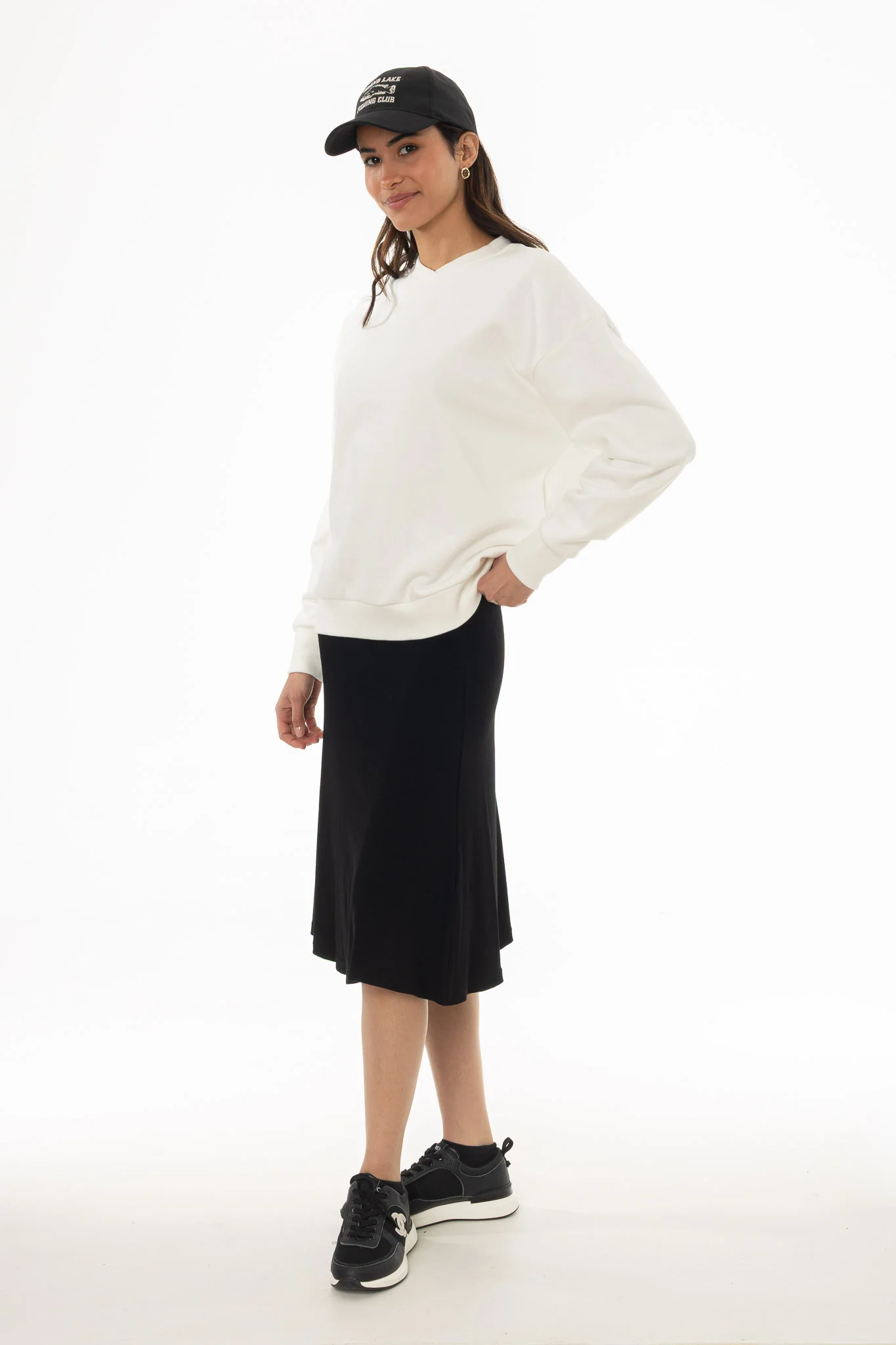 Black Ribbed Basic Flare Skirt - Image 3