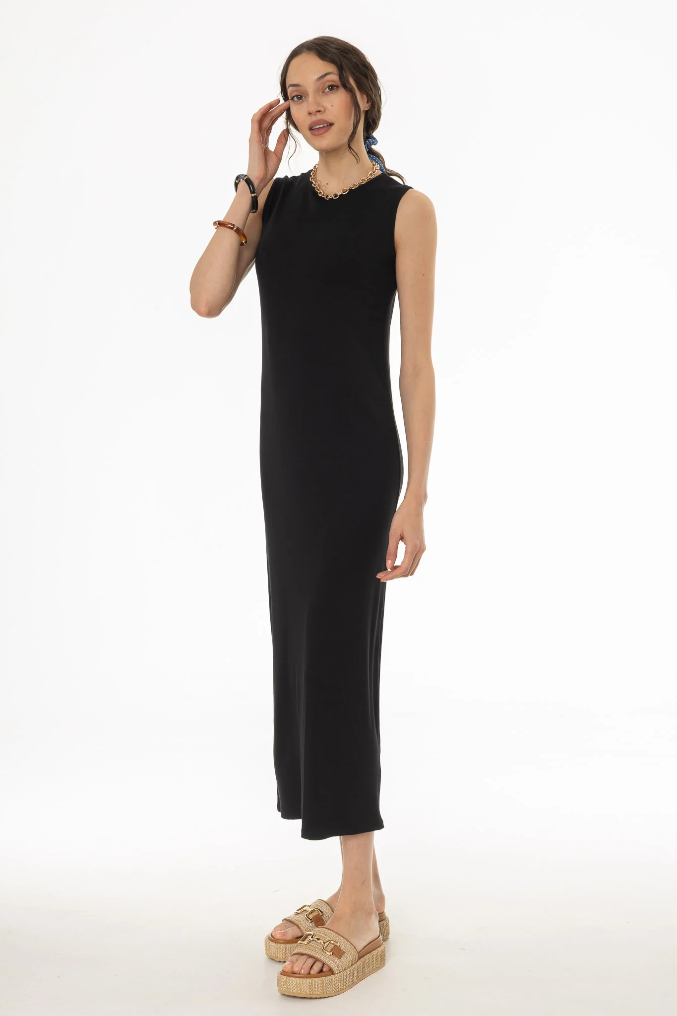 Black Ribbed Maxi Jumper - Image 3