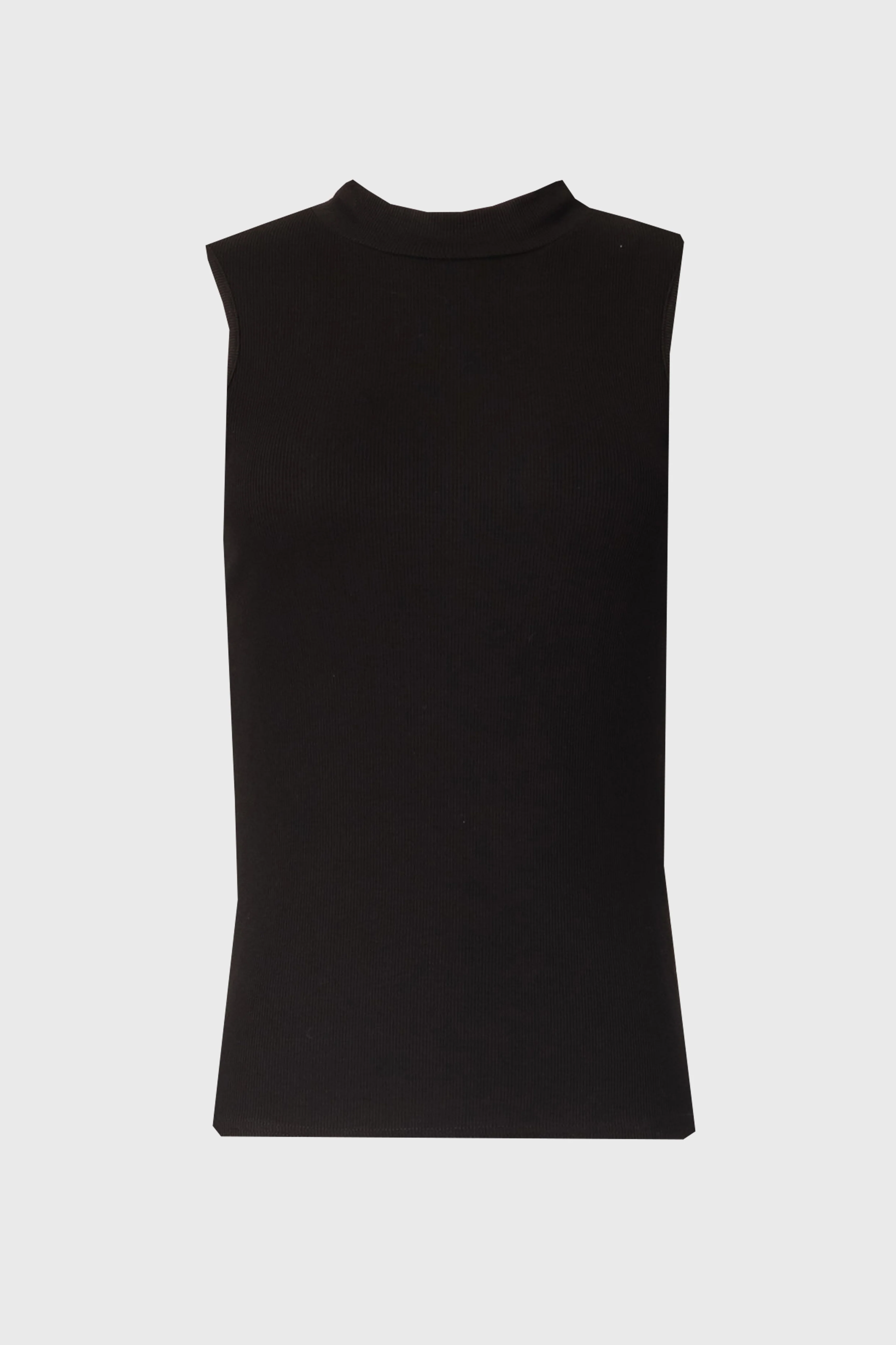 Black Ribbed Sleeveless Mock Neck Top - Image 5
