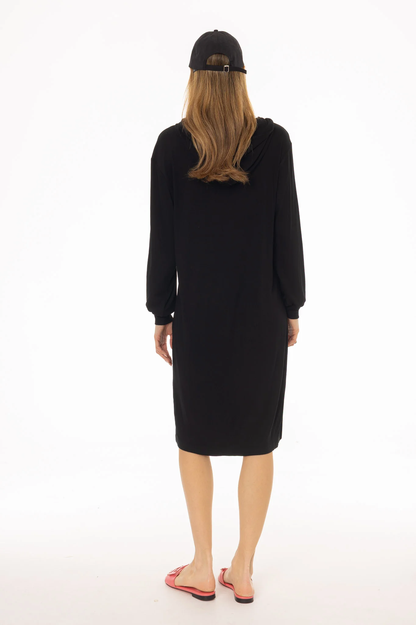 Black Ribbed Sweatshirt Dress - Image 4