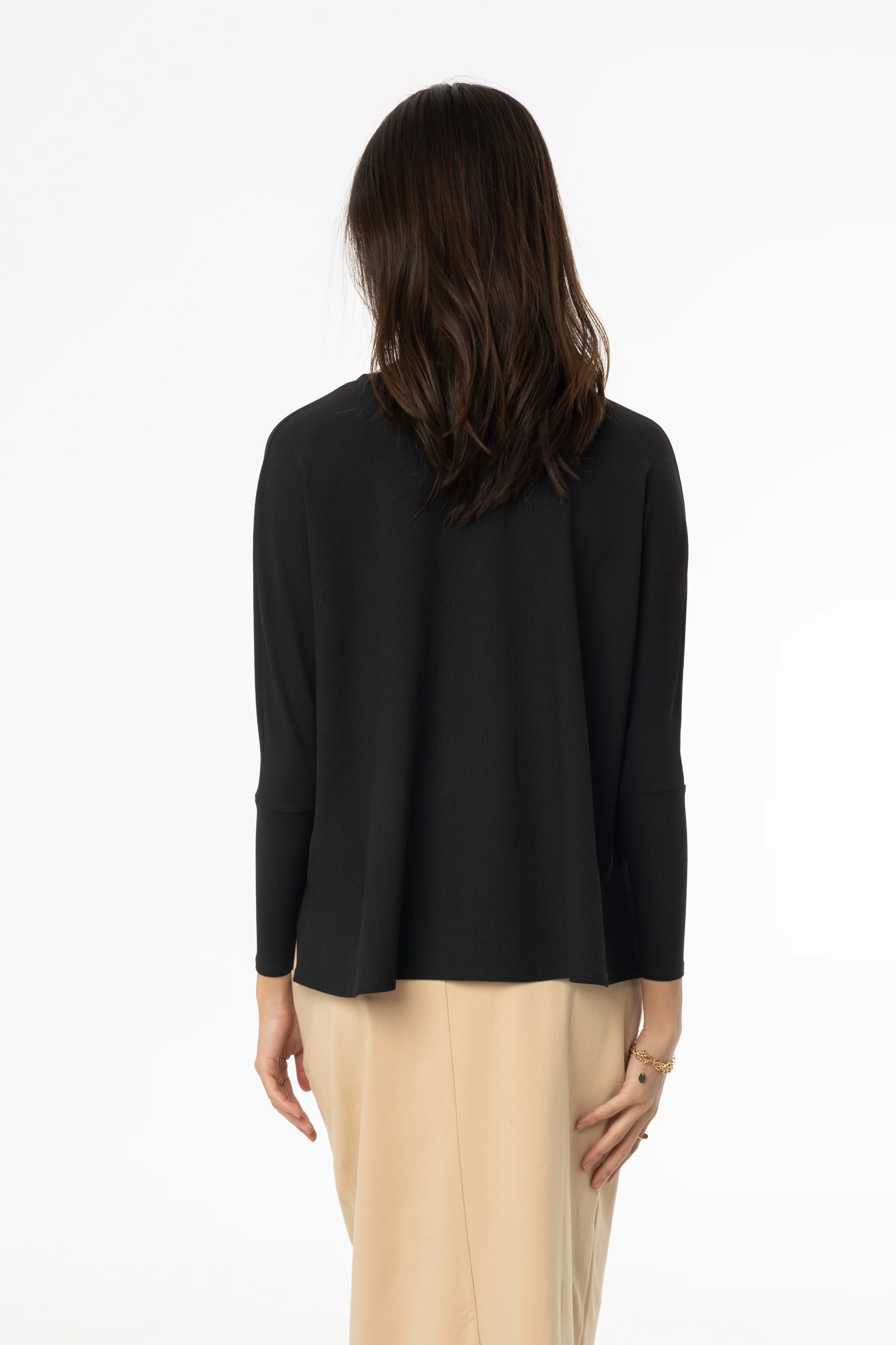 Black Ribbed Swing T-Shirt - Image 3