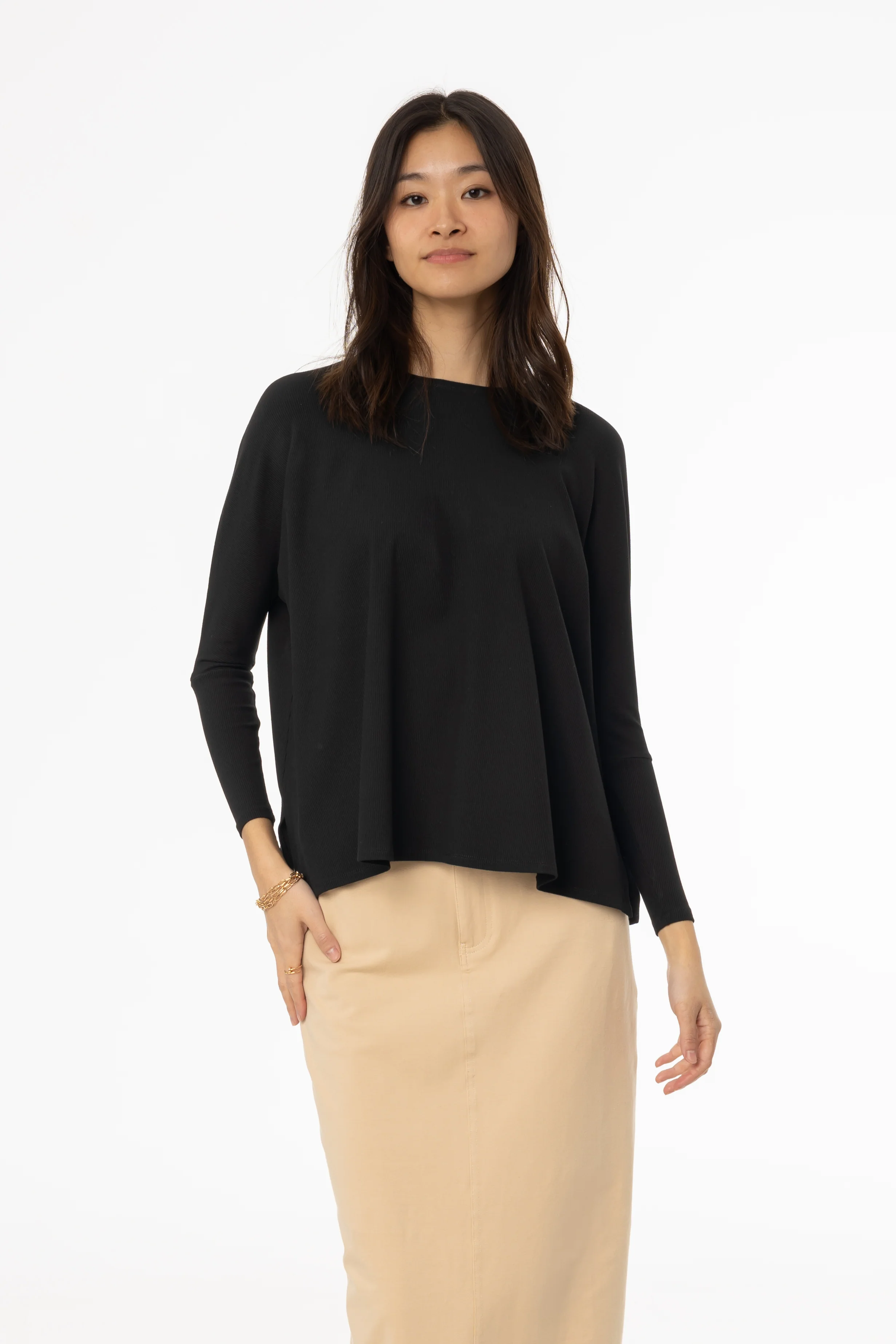 Black Ribbed Swing T-Shirt - Image 4