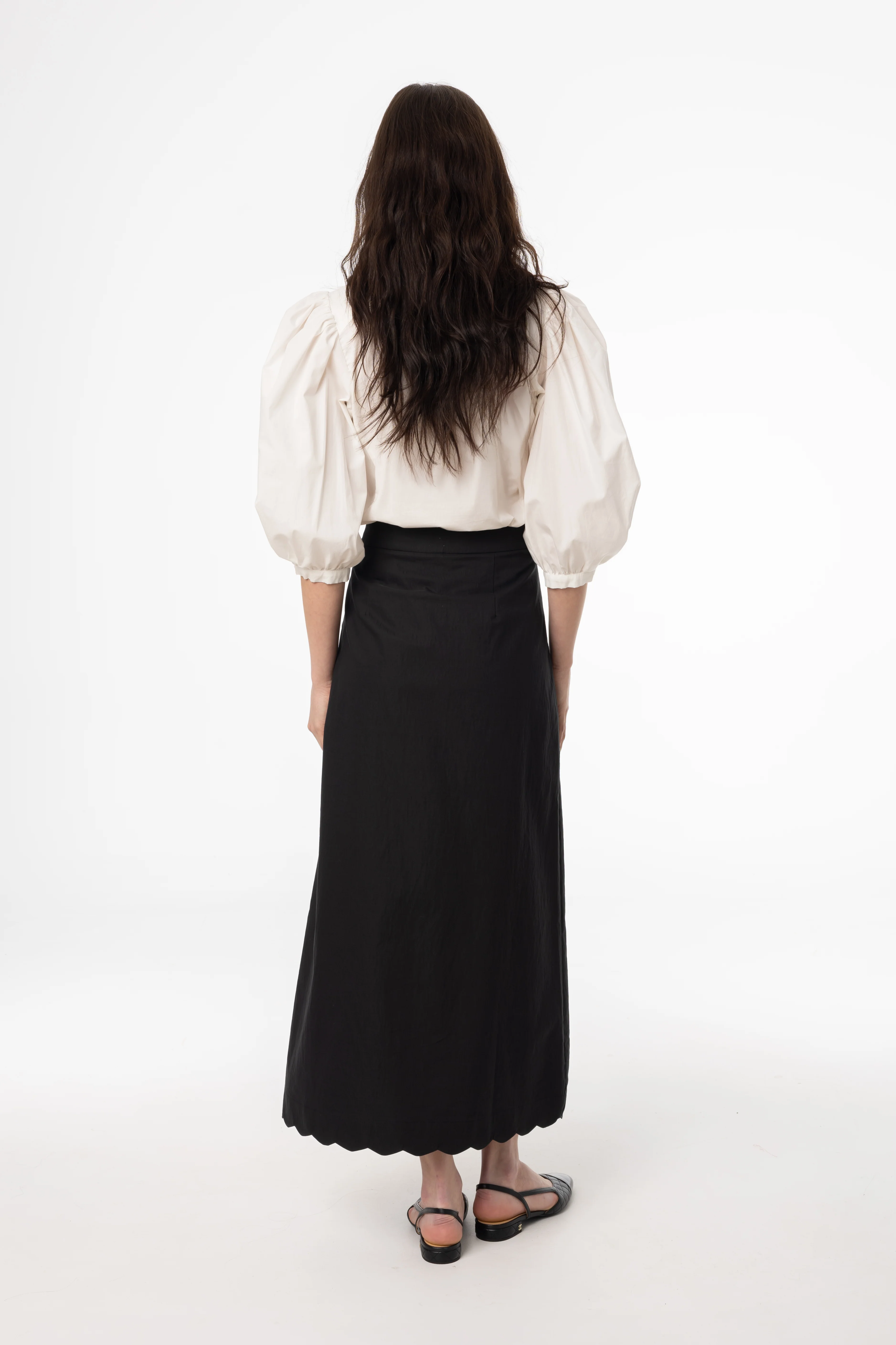 Black Scalloped Maxi Skirt - Image 3