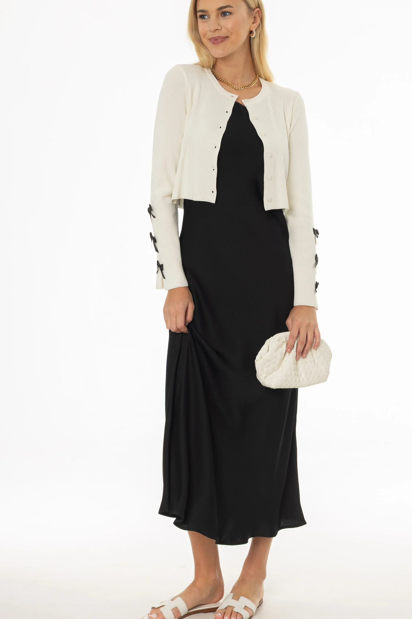Black Silk Feel Slip Dress - Image 2