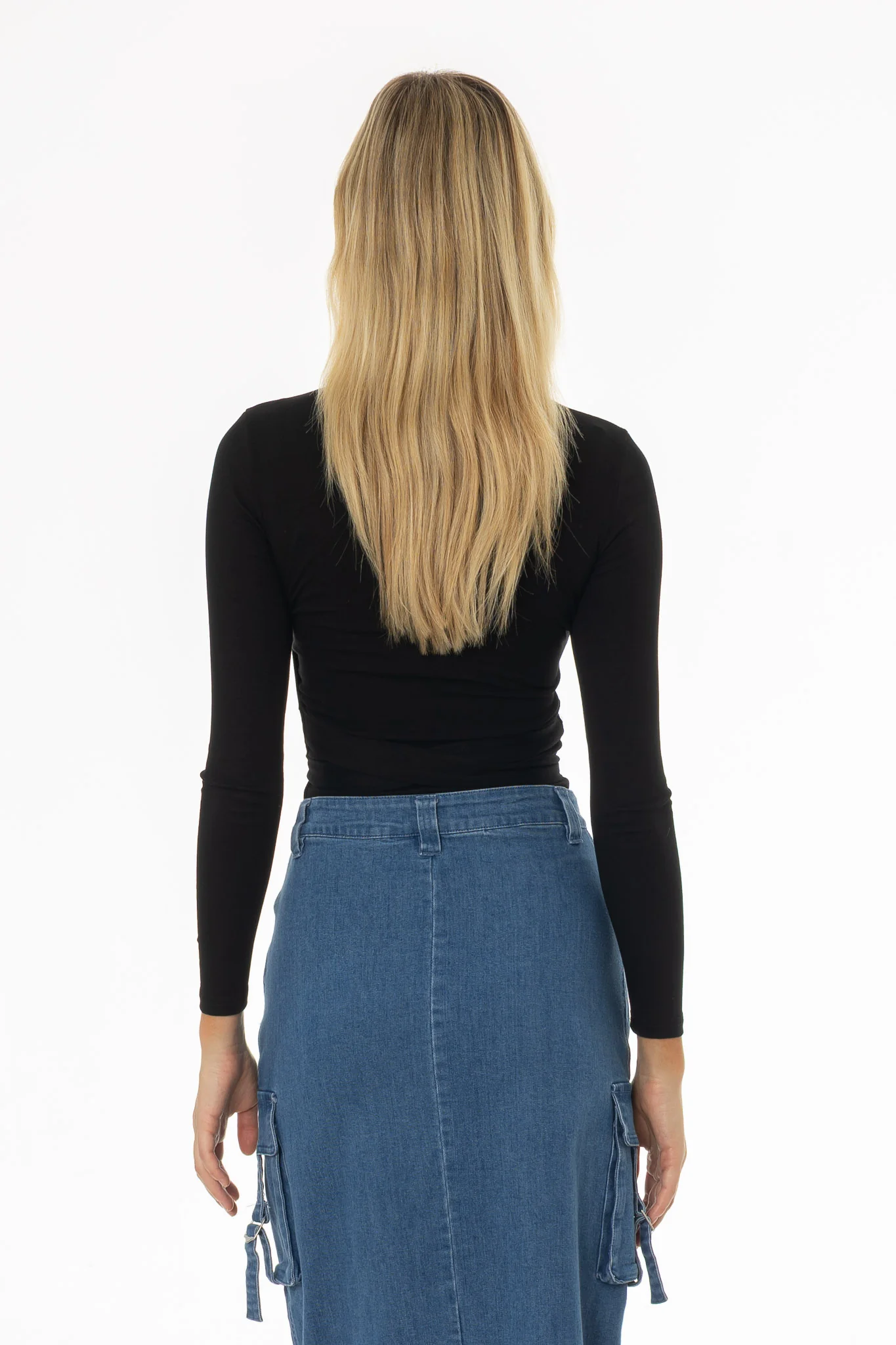 Black Solid Wrap T-Shirt - Image 4