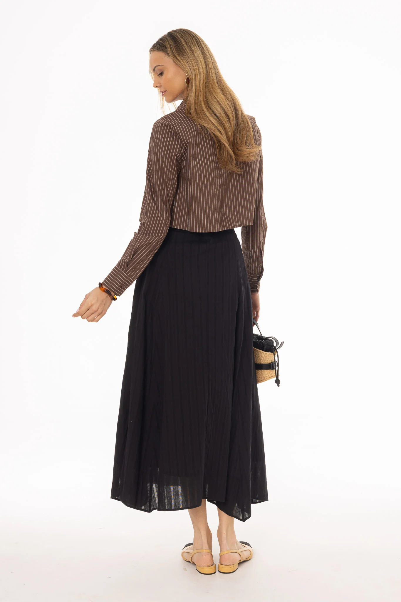 Black Striped Maxi Skirt - Image 4