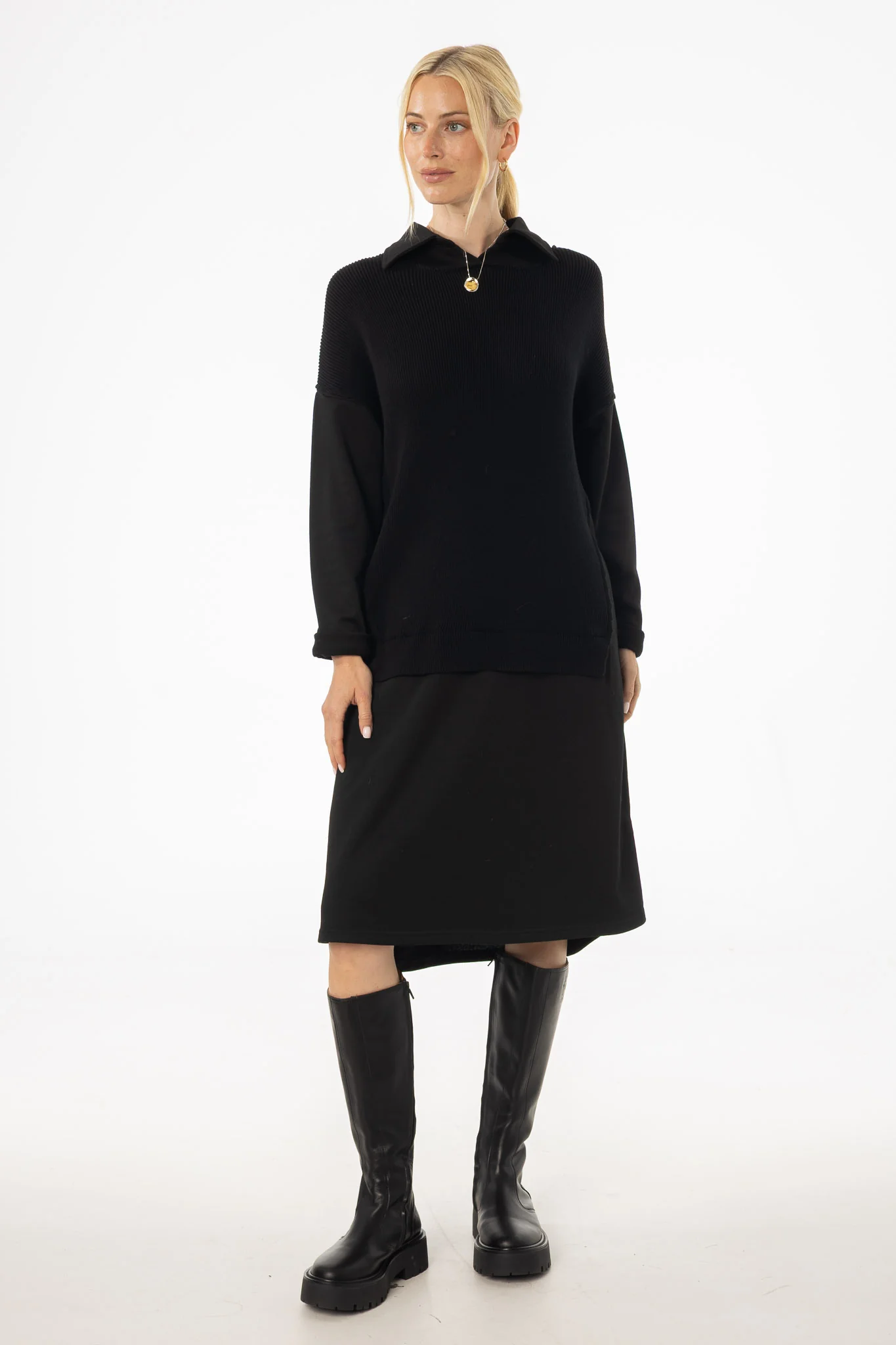 Black Sweater Shirt Dress - Image 5