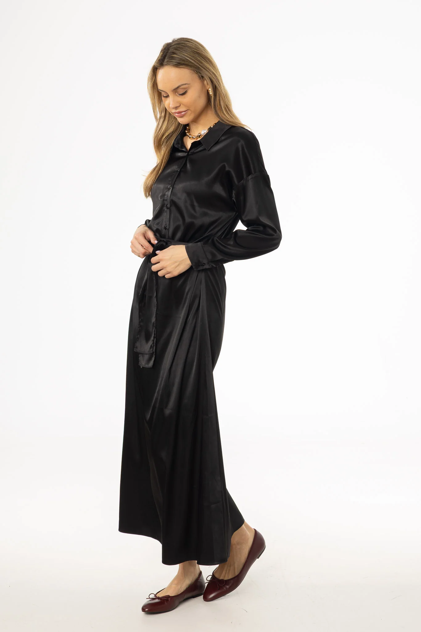 Black Tie Silk Dress - Image 3