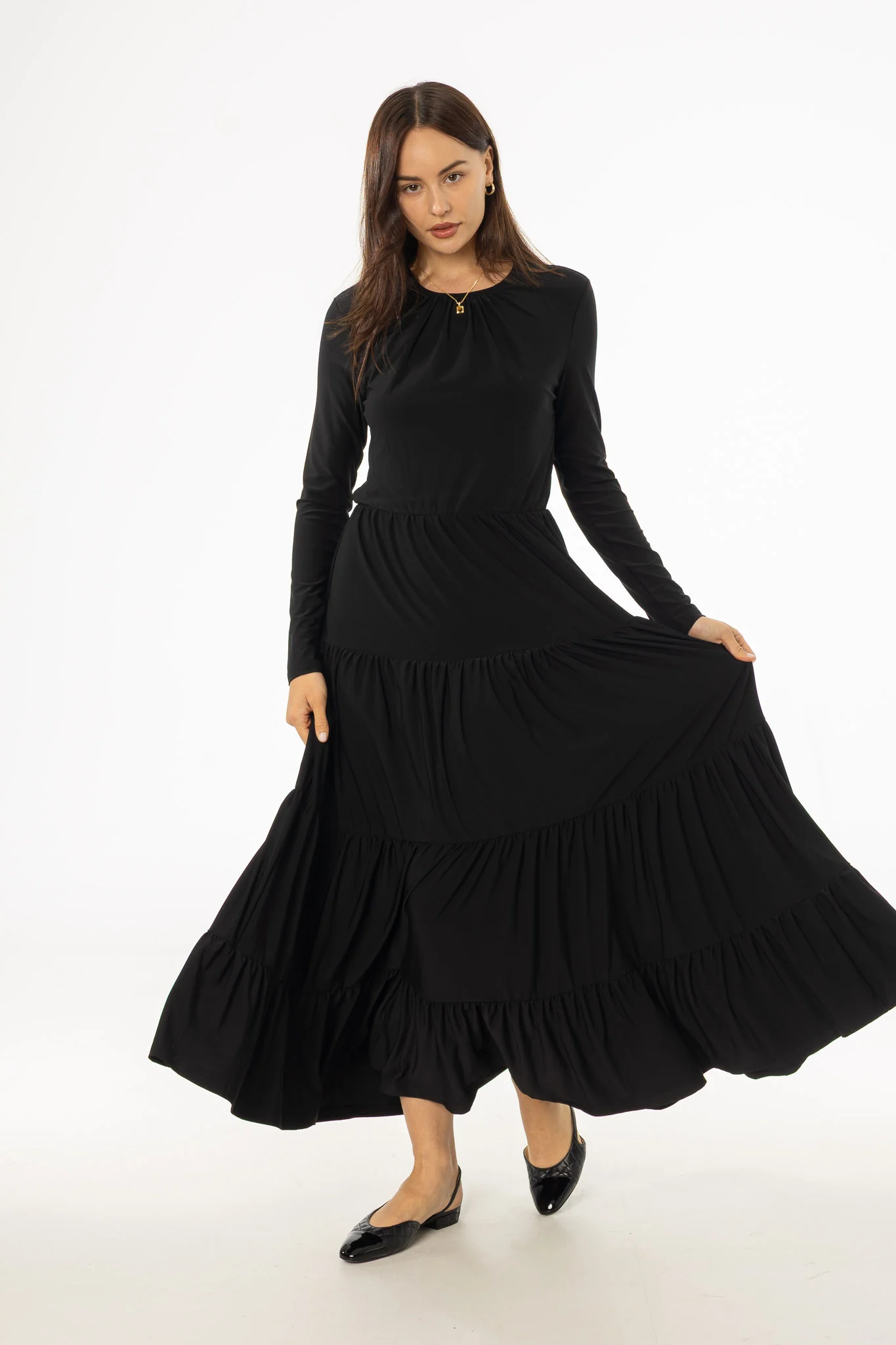 Black Tiered Maxi Dress
