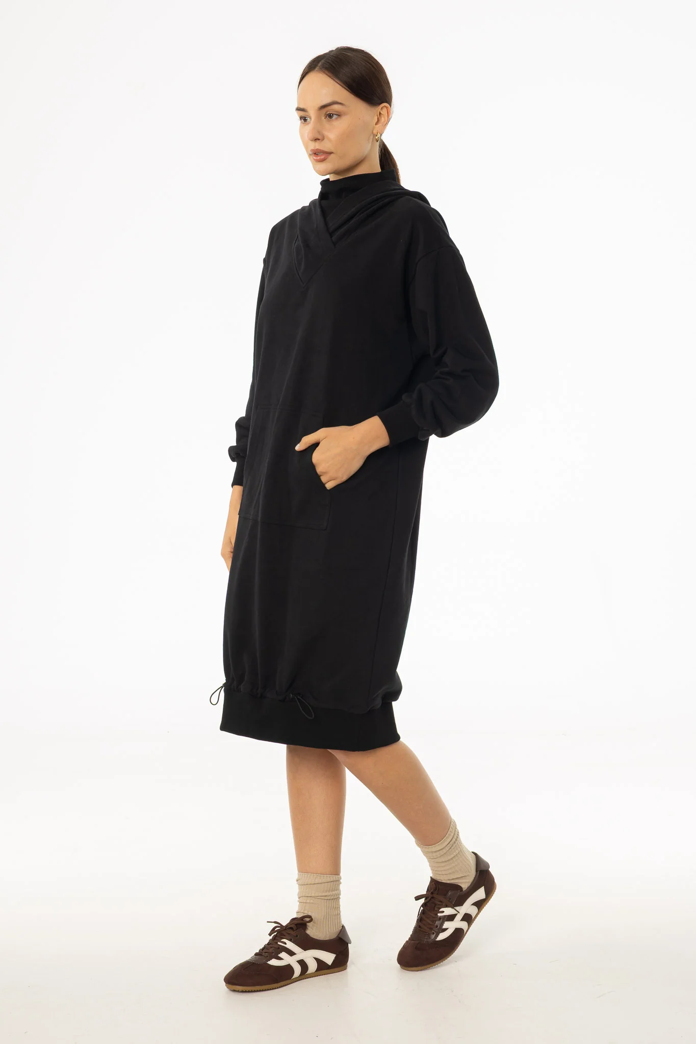 Black Turtleneck Sweatshirt Dress - Image 3
