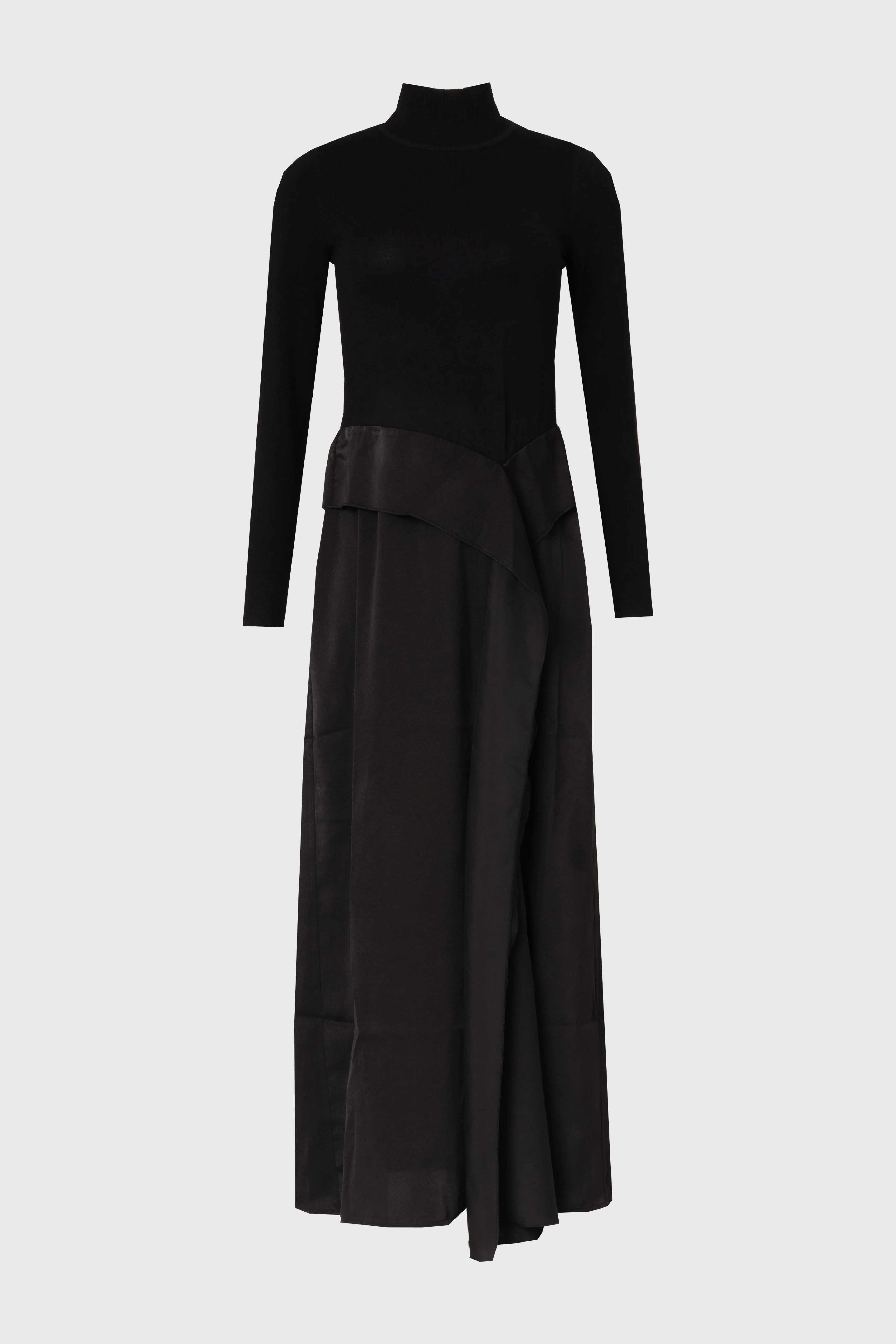 Black Two Tone Fabric Maxi Dress - Image 6