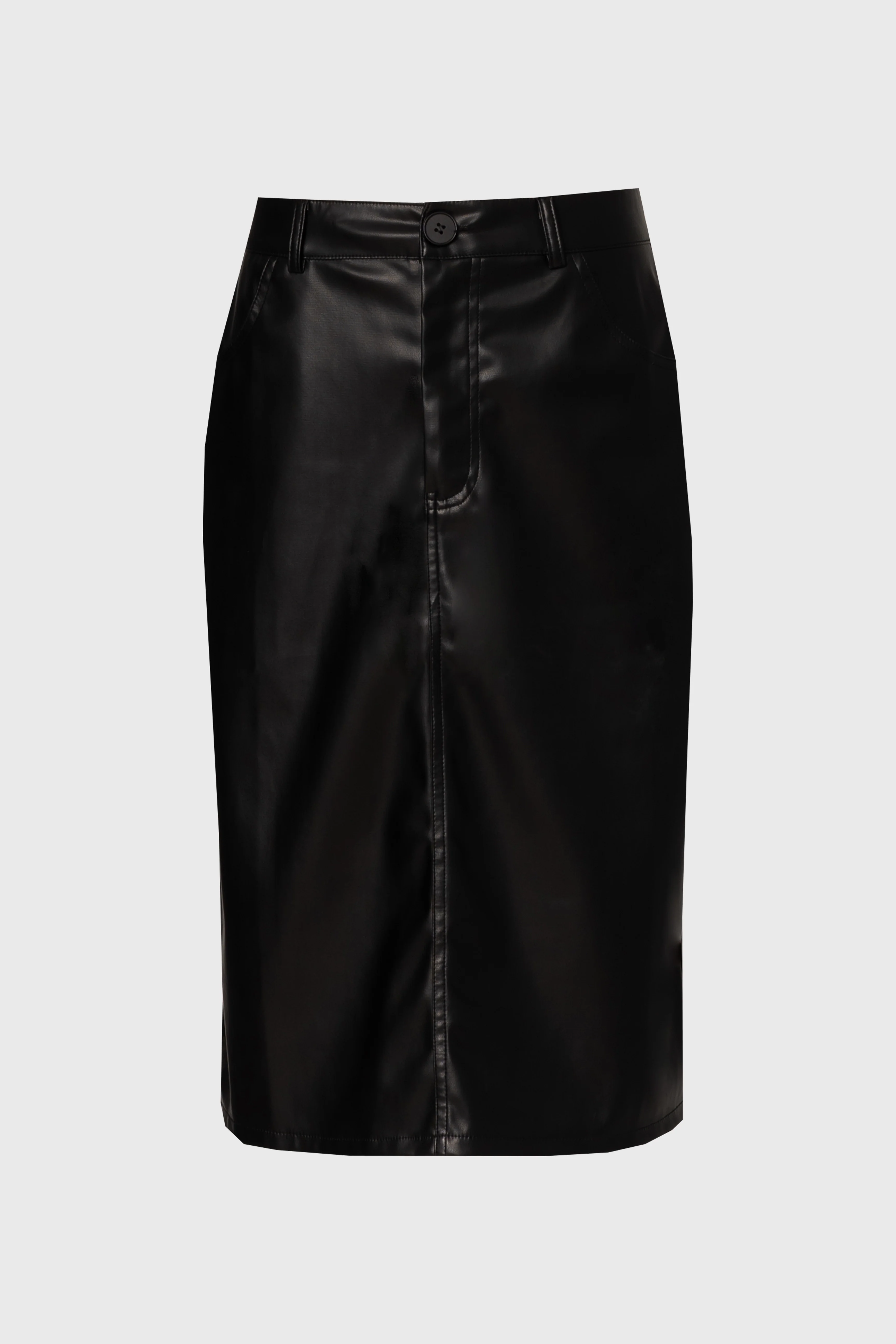 Black Vegan Leather Pencil Skirt - Image 5