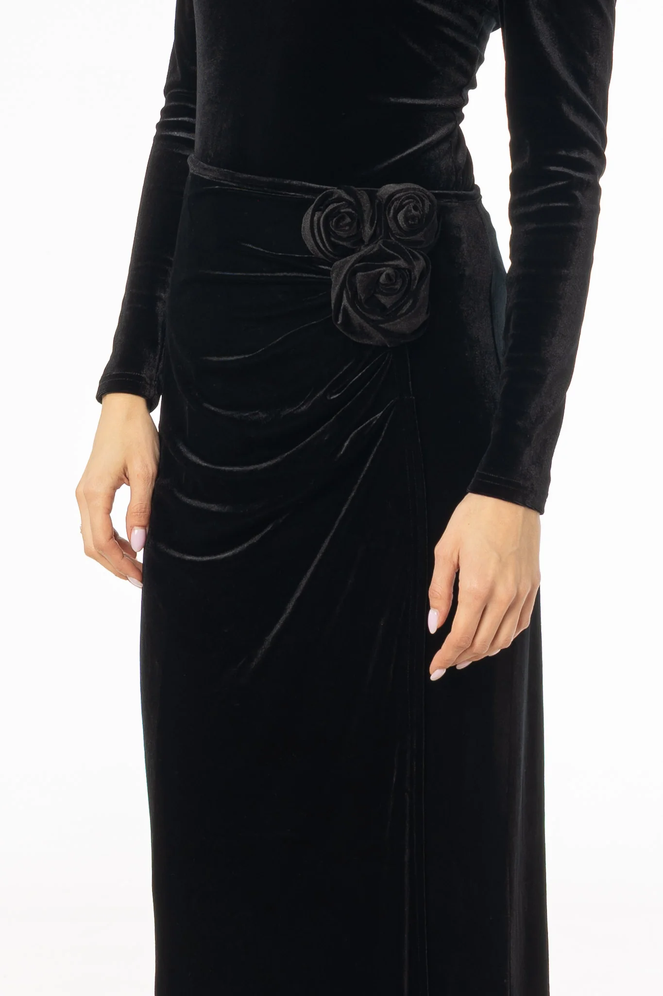 Black Velour Rose Skirt - Image 2